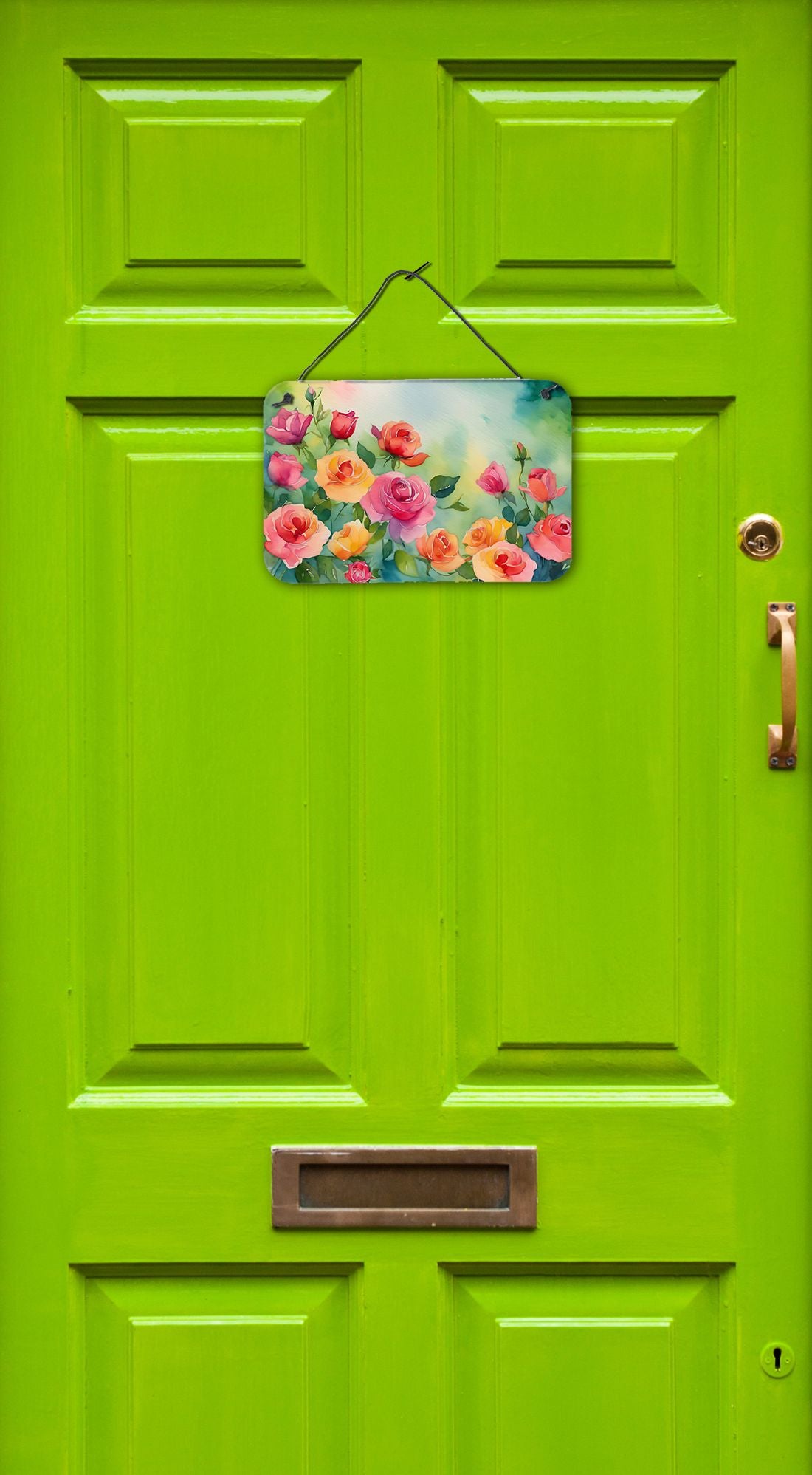 NEW Roses in Watercolor Wall or Door Hanging Prints Aluminum Metal Sign Kitchen Wall Bar Bathroom Plaque Home Decor, 8HX12W, Multicolor