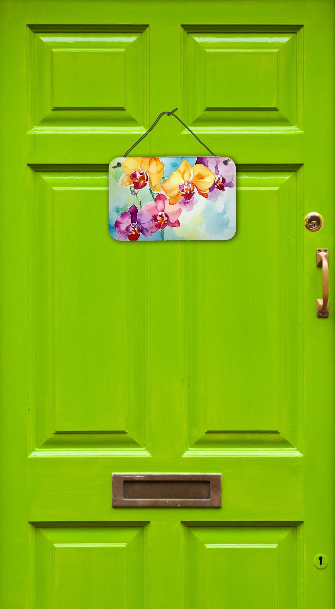 NEW Orchids in Watercolor Wall or Door Hanging Prints Aluminum Metal Sign Kitchen Wall Bar Bathroom Plaque Home Decor, 8HX12W, Multicolor