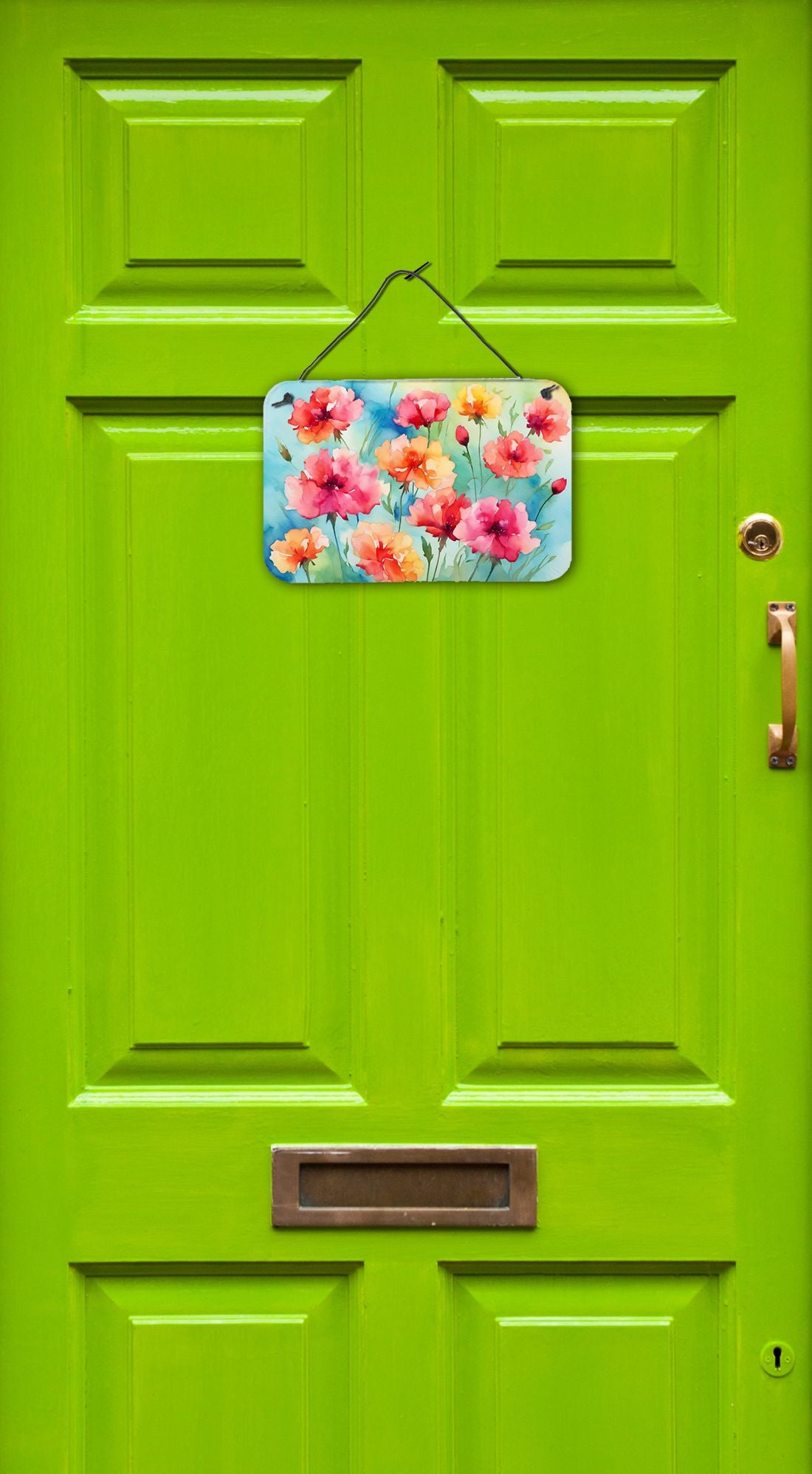 NEW Carnations in Watercolor Wall or Door Hanging Prints Aluminum Metal Sign Kitchen Wall Bar Bathroom Plaque Home Decor, 8HX12W, Multicolor