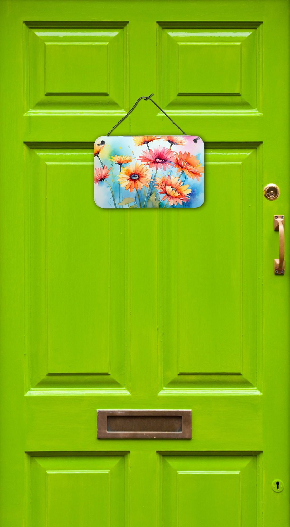 NEW Gerbera Daisies in Watercolor Wall or Door Hanging Prints Aluminum Metal Sign Kitchen Wall Bar Bathroom Plaque Home Decor, 8HX12W, Multicolor