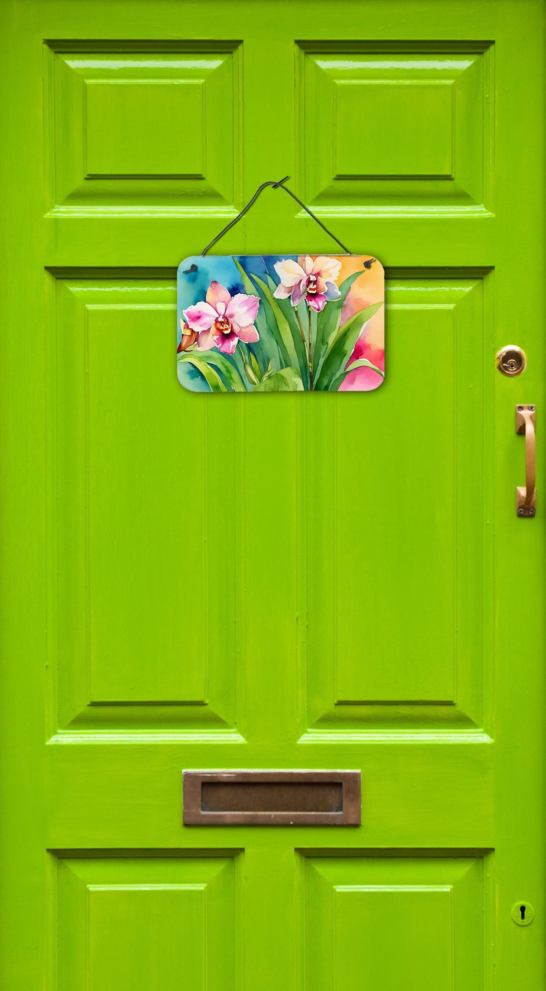 NEW Orchids in Watercolor Wall or Door Hanging Prints Aluminum Metal Sign Kitchen Wall Bar Bathroom Plaque Home Decor, 8HX12W, Multicolor