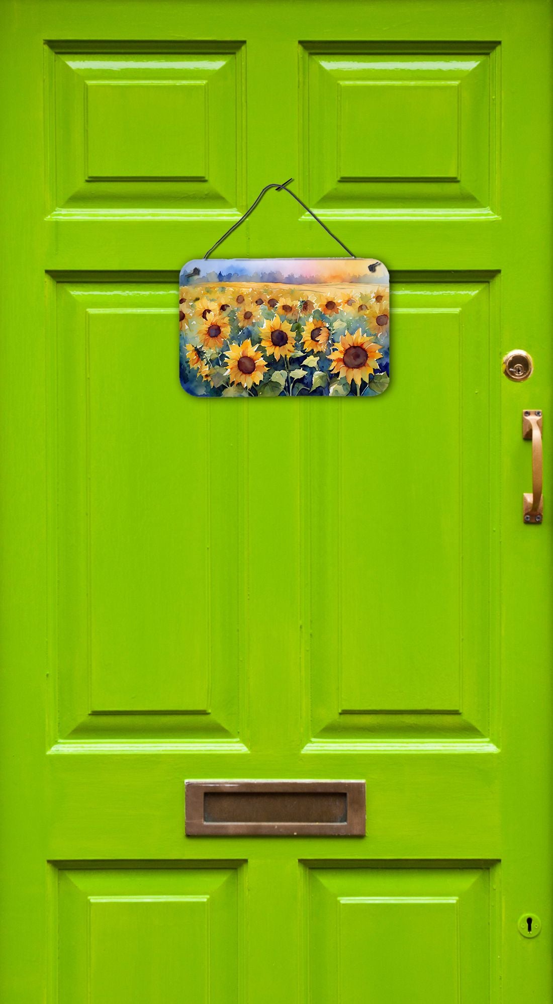 NEW Sunflowers in Watercolor Wall or Door Hanging Prints Aluminum Metal Sign Kitchen Wall Bar Bathroom Plaque Home Decor, 8HX12W, Multicolor