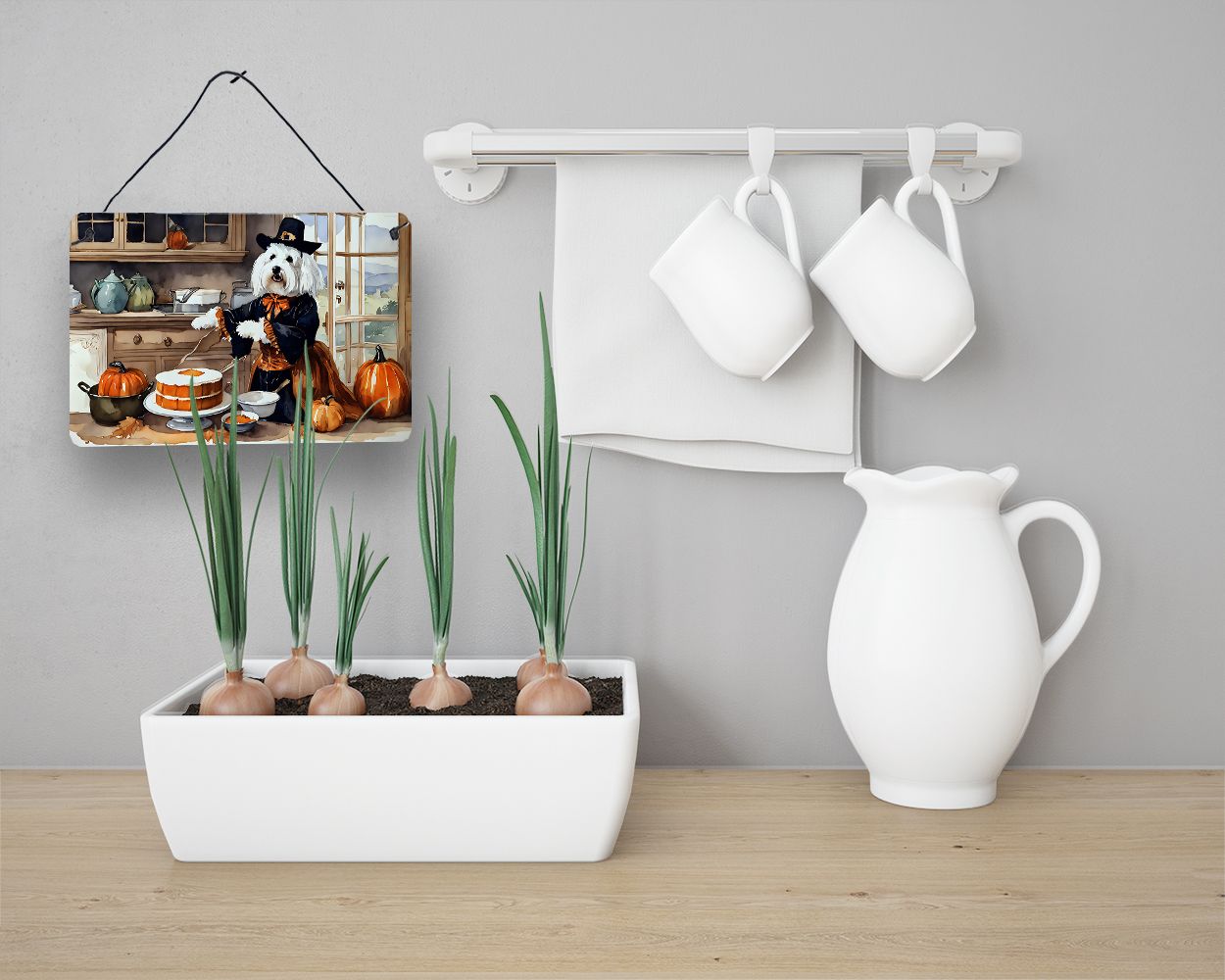 NEW Coton De Tulear Fall Kitchen Pumpkins Wall or Door Hanging Prints Aluminum Metal Sign Kitchen Wall Bar Bathroom Plaque Home Decor, 8HX12W, Multicolor
