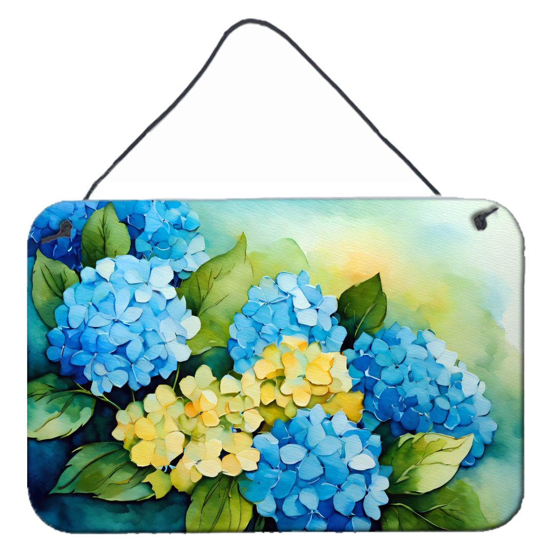 NEW Hydrangeas in Watercolor Wall or Door Hanging Prints Aluminum Metal Sign Kitchen Wall Bar Bathroom Plaque Home Decor, 8HX12W, Multicolor