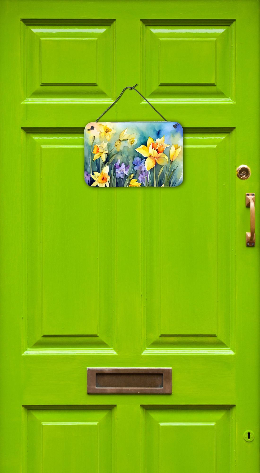 NEW Daffodils in Watercolor Wall or Door Hanging Prints Aluminum Metal Sign Kitchen Wall Bar Bathroom Plaque Home Decor, 8HX12W, Multicolor