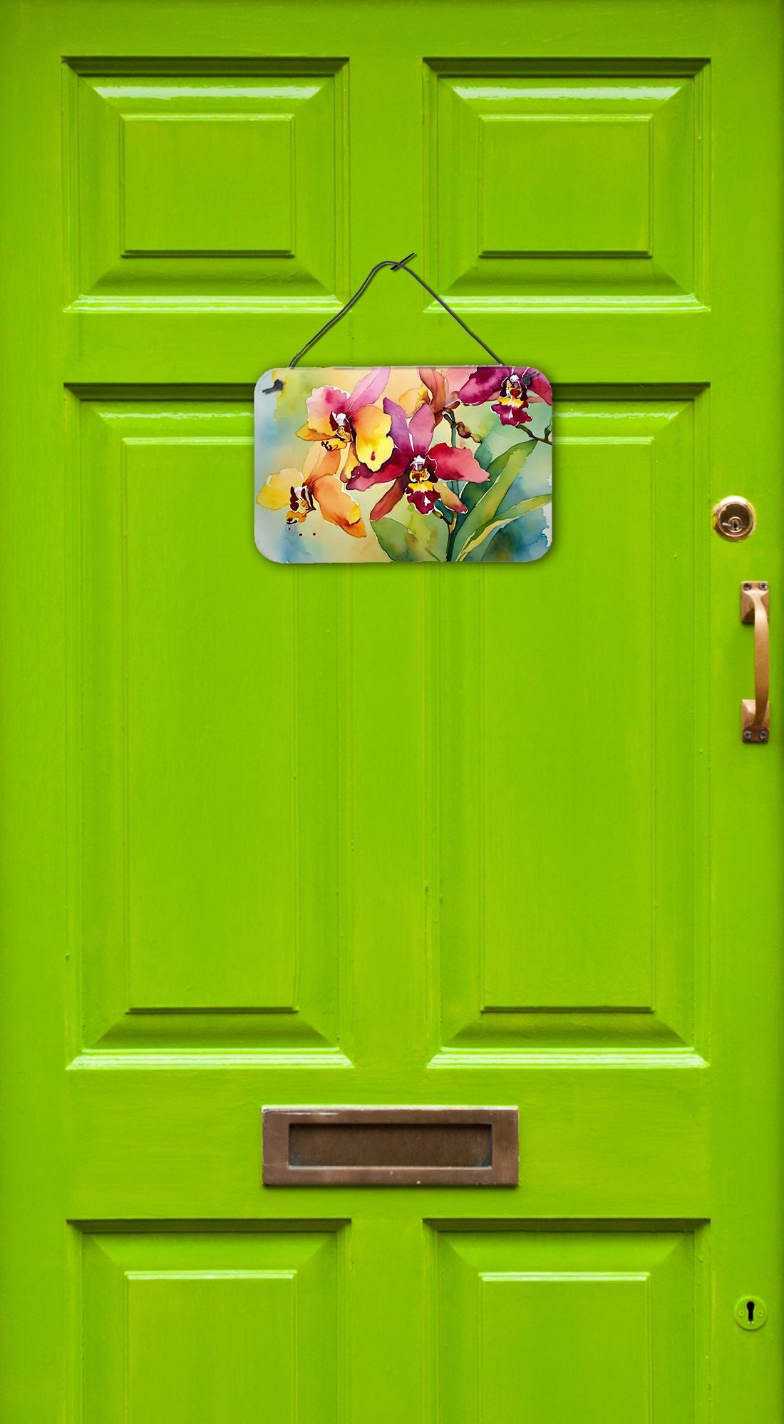 NEW Orchids in Watercolor Wall or Door Hanging Prints Aluminum Metal Sign Kitchen Wall Bar Bathroom Plaque Home Decor, 8HX12W, Multicolor