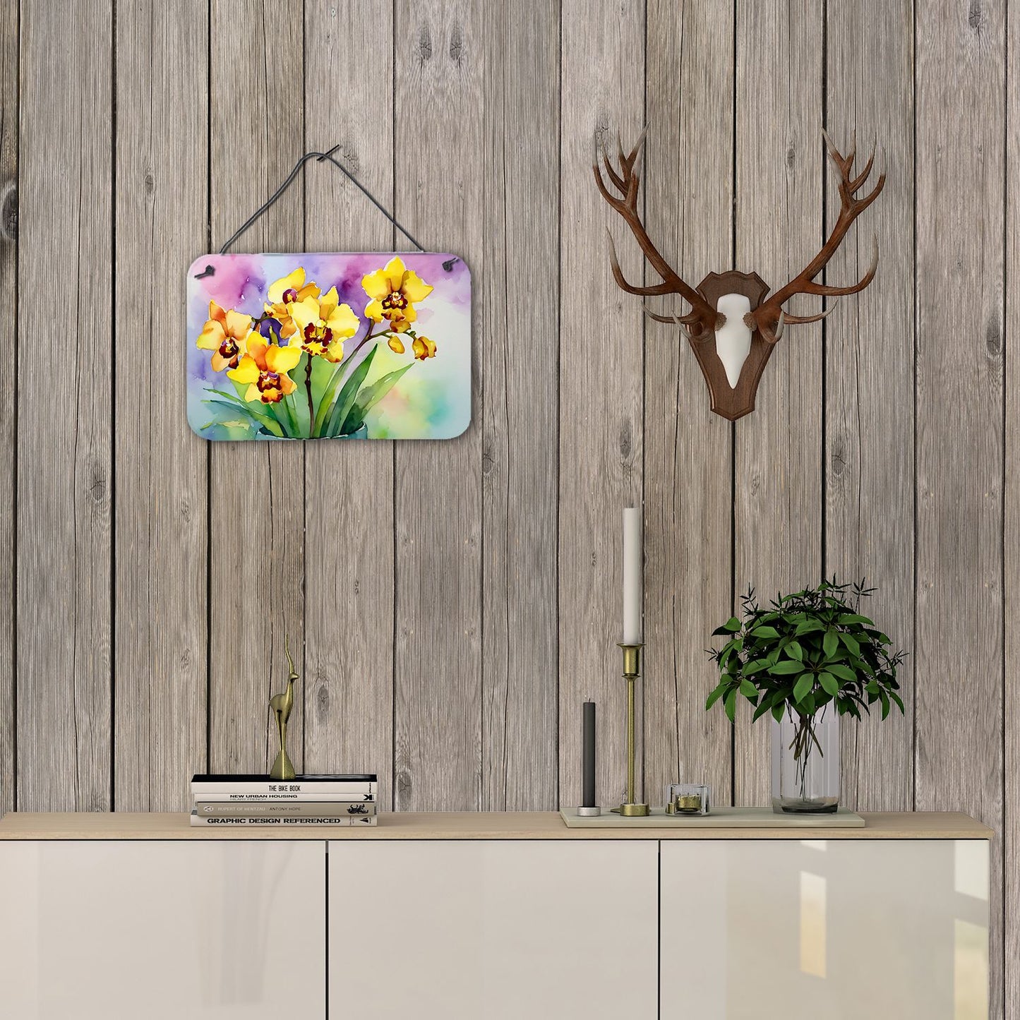 NEW Orchids in Watercolor Wall or Door Hanging Prints Aluminum Metal Sign Kitchen Wall Bar Bathroom Plaque Home Decor, 8HX12W, Multicolor