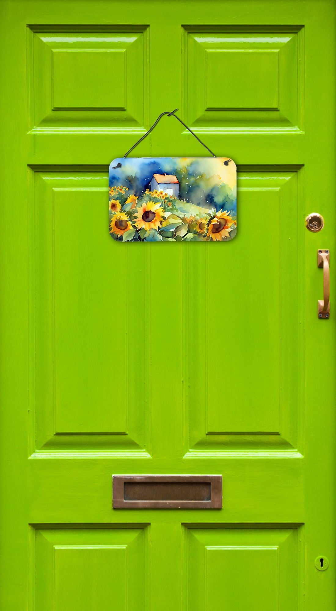NEW Sunflowers in Watercolor Wall or Door Hanging Prints Aluminum Metal Sign Kitchen Wall Bar Bathroom Plaque Home Decor, 8HX12W, Multicolor