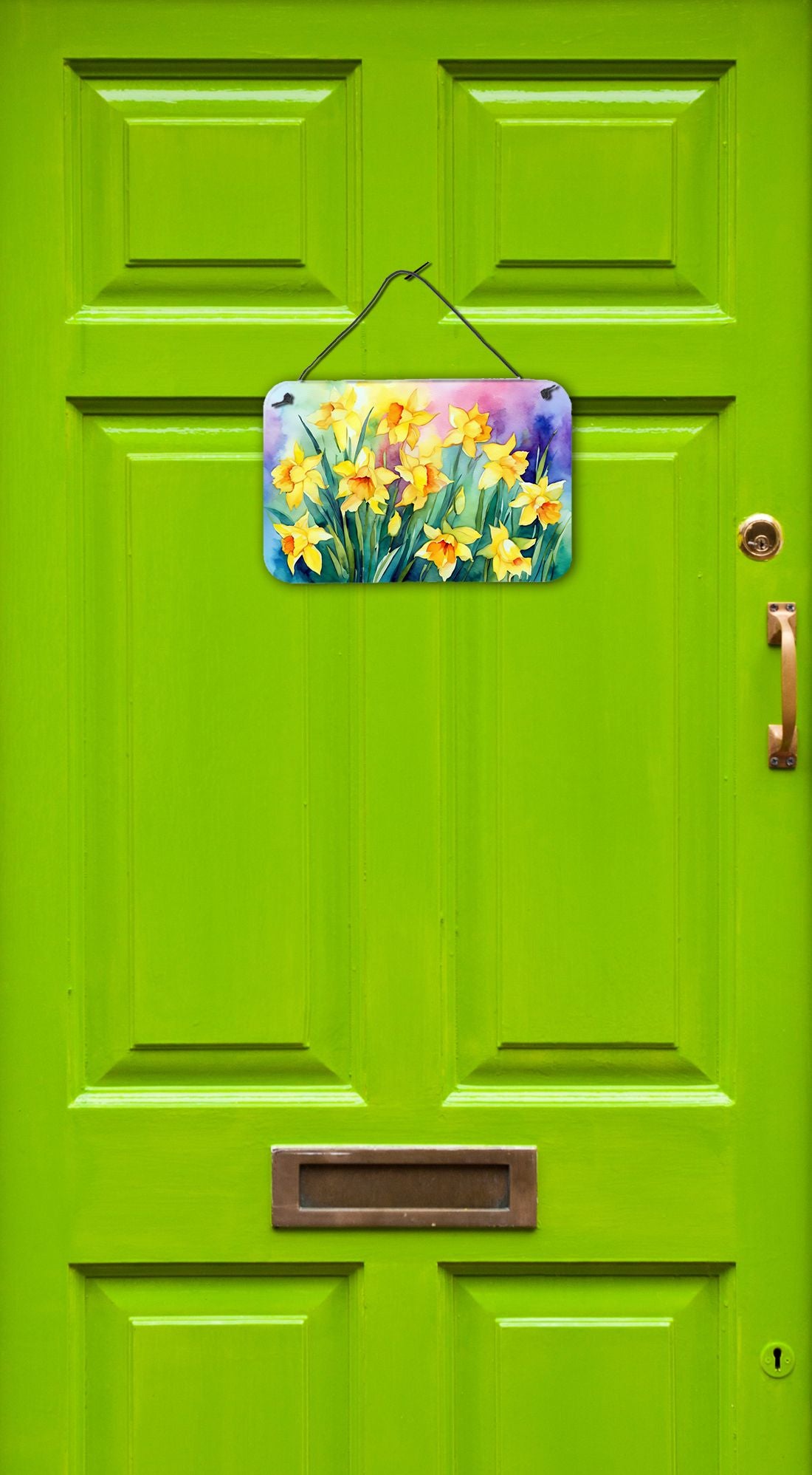 NEW Daffodils in Watercolor Wall or Door Hanging Prints Aluminum Metal Sign Kitchen Wall Bar Bathroom Plaque Home Decor, 8HX12W, Multicolor
