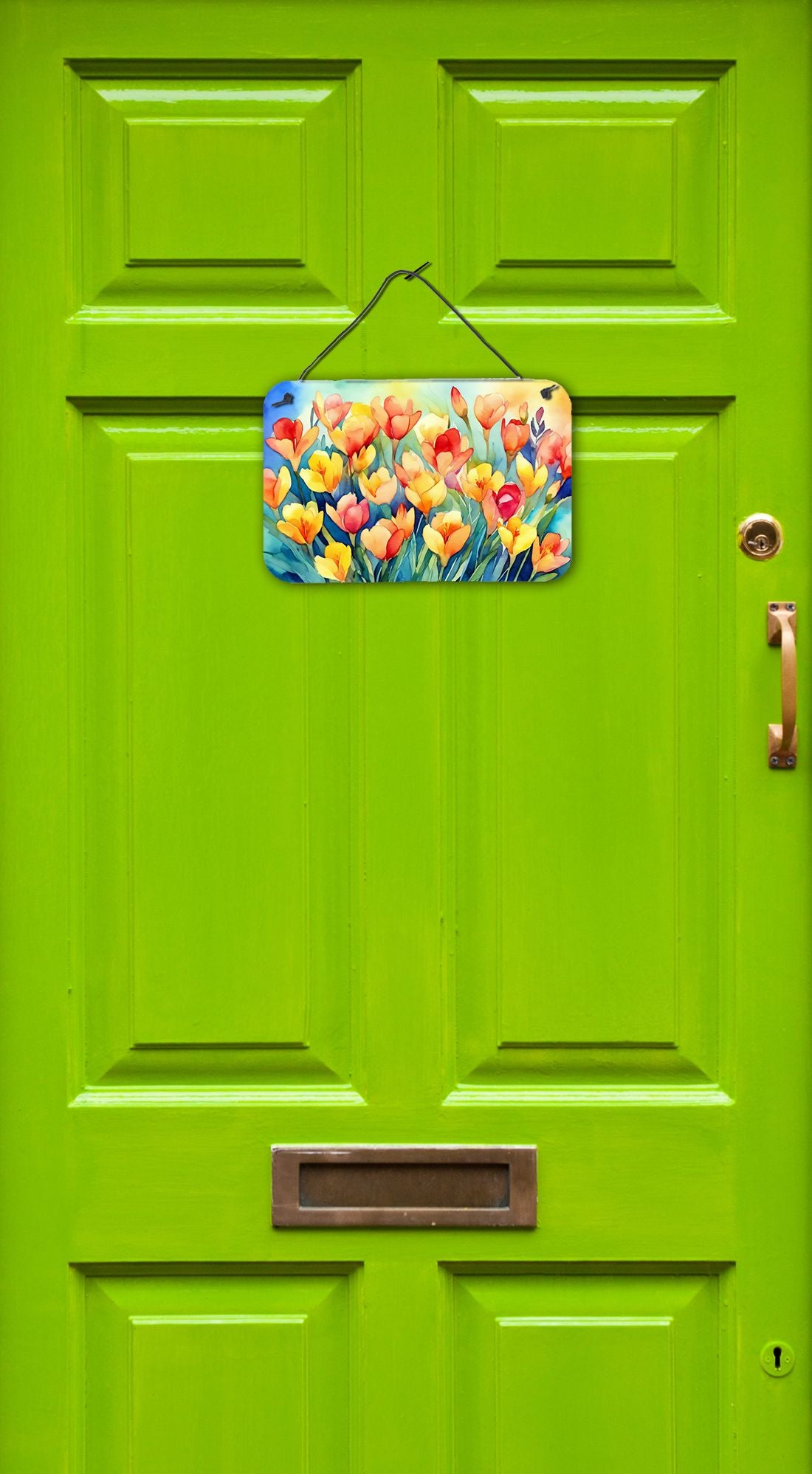 NEW Freesias in Watercolor Wall or Door Hanging Prints Aluminum Metal Sign Kitchen Wall Bar Bathroom Plaque Home Decor, 8HX12W, Multicolor