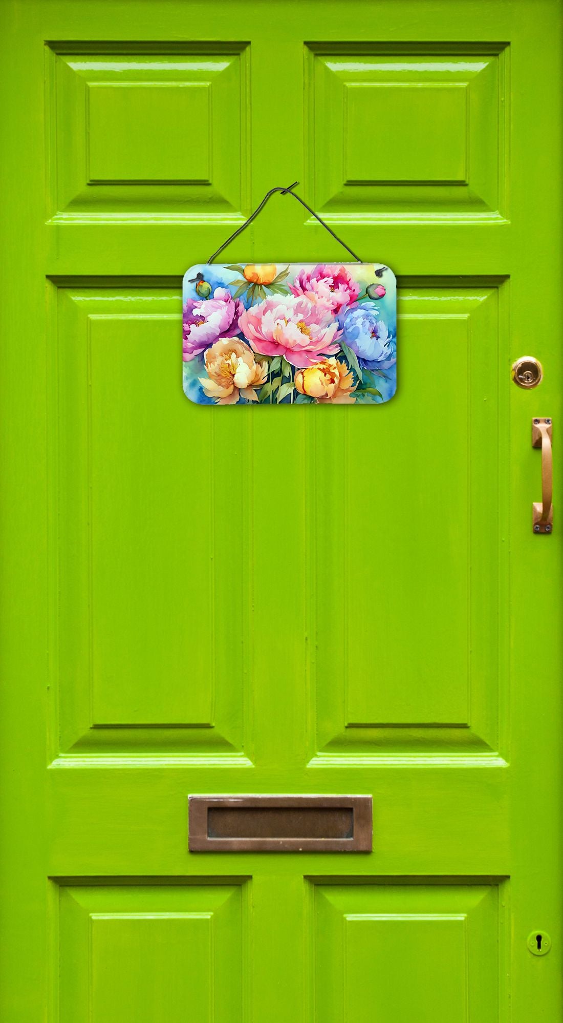 NEW Peonies in Watercolor Wall or Door Hanging Prints Aluminum Metal Sign Kitchen Wall Bar Bathroom Plaque Home Decor, 8HX12W, Multicolor