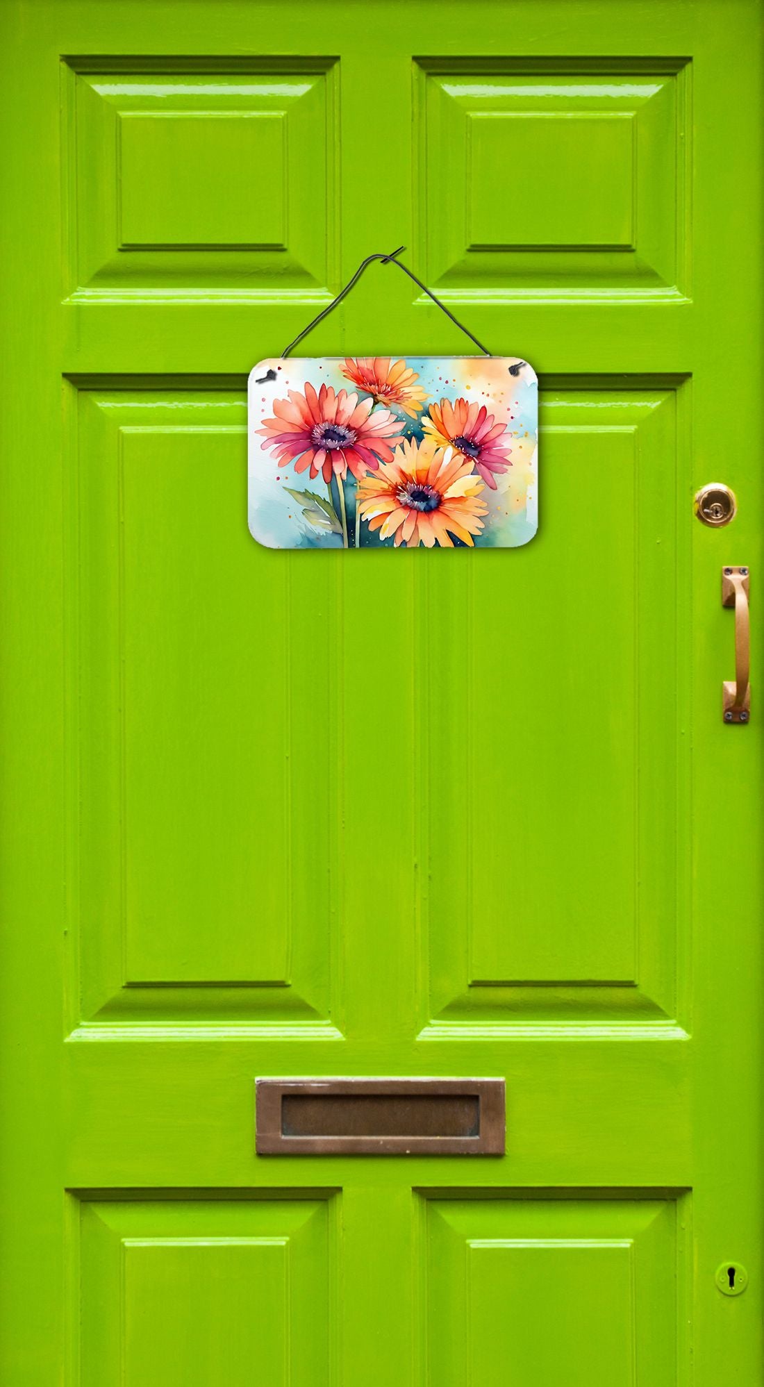 NEW Gerbera Daisies in Watercolor Wall or Door Hanging Prints Aluminum Metal Sign Kitchen Wall Bar Bathroom Plaque Home Decor, 8HX12W, Multicolor