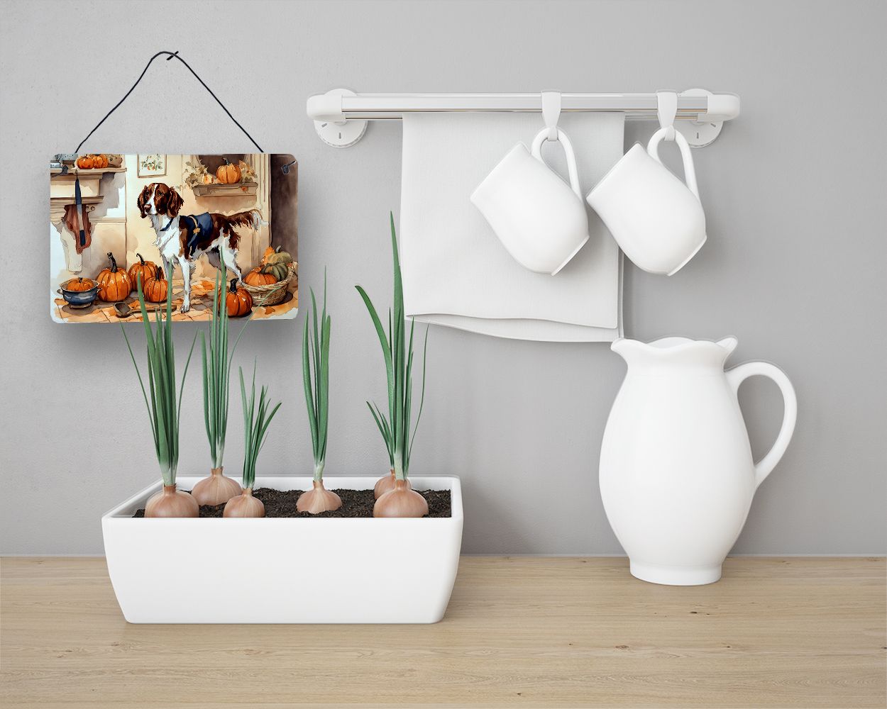 NEW Brittany Fall Kitchen Pumpkins Wall or Door Hanging Prints Aluminum Metal Sign Kitchen Wall Bar Bathroom Plaque Home Decor, 8HX12W, Multicolor
