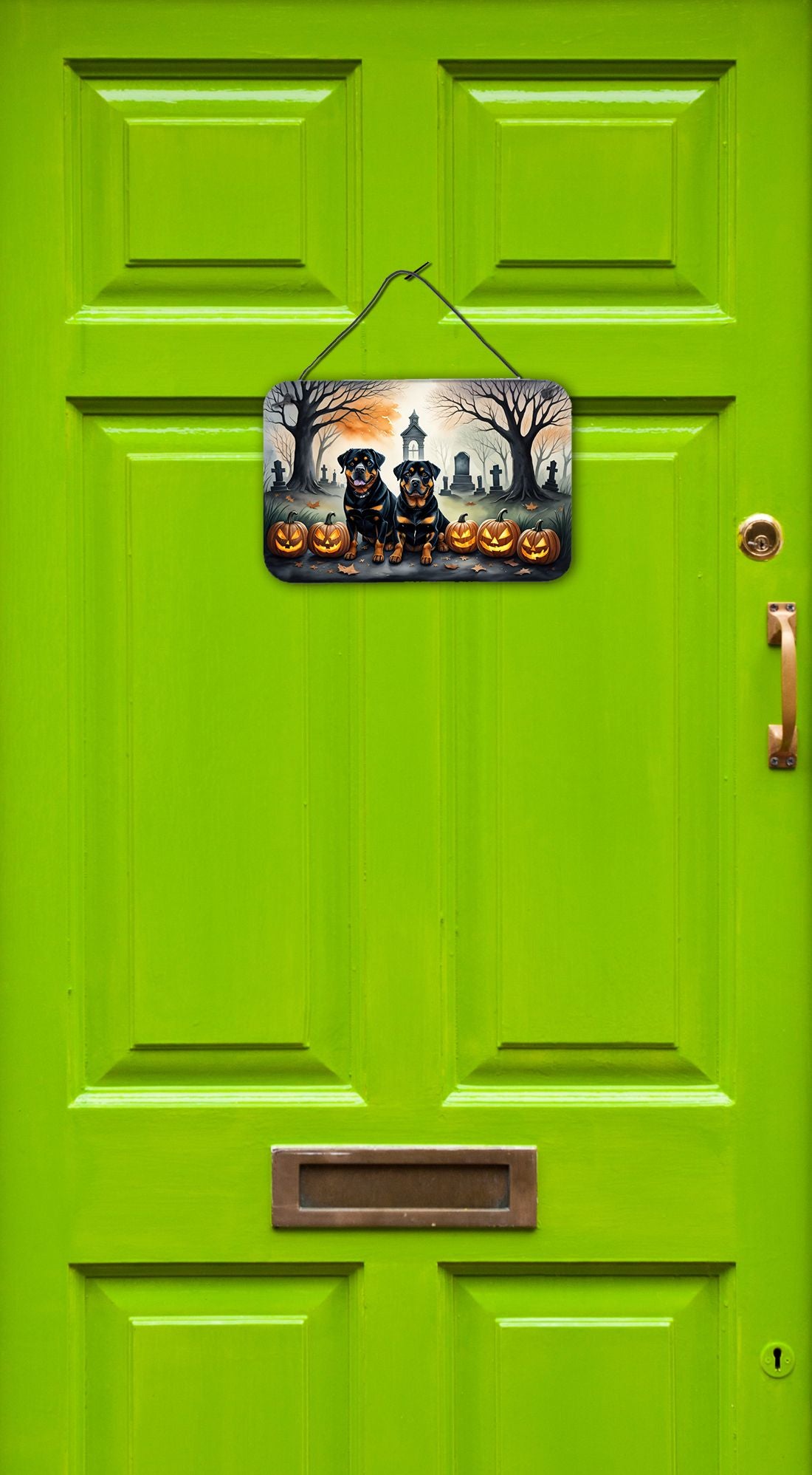 NEW Rottweiler Spooky Halloween Wall or Door Hanging Prints Aluminum Metal Sign Kitchen Wall Bar Bathroom Plaque Home Decor, 8HX12W, Multicolor