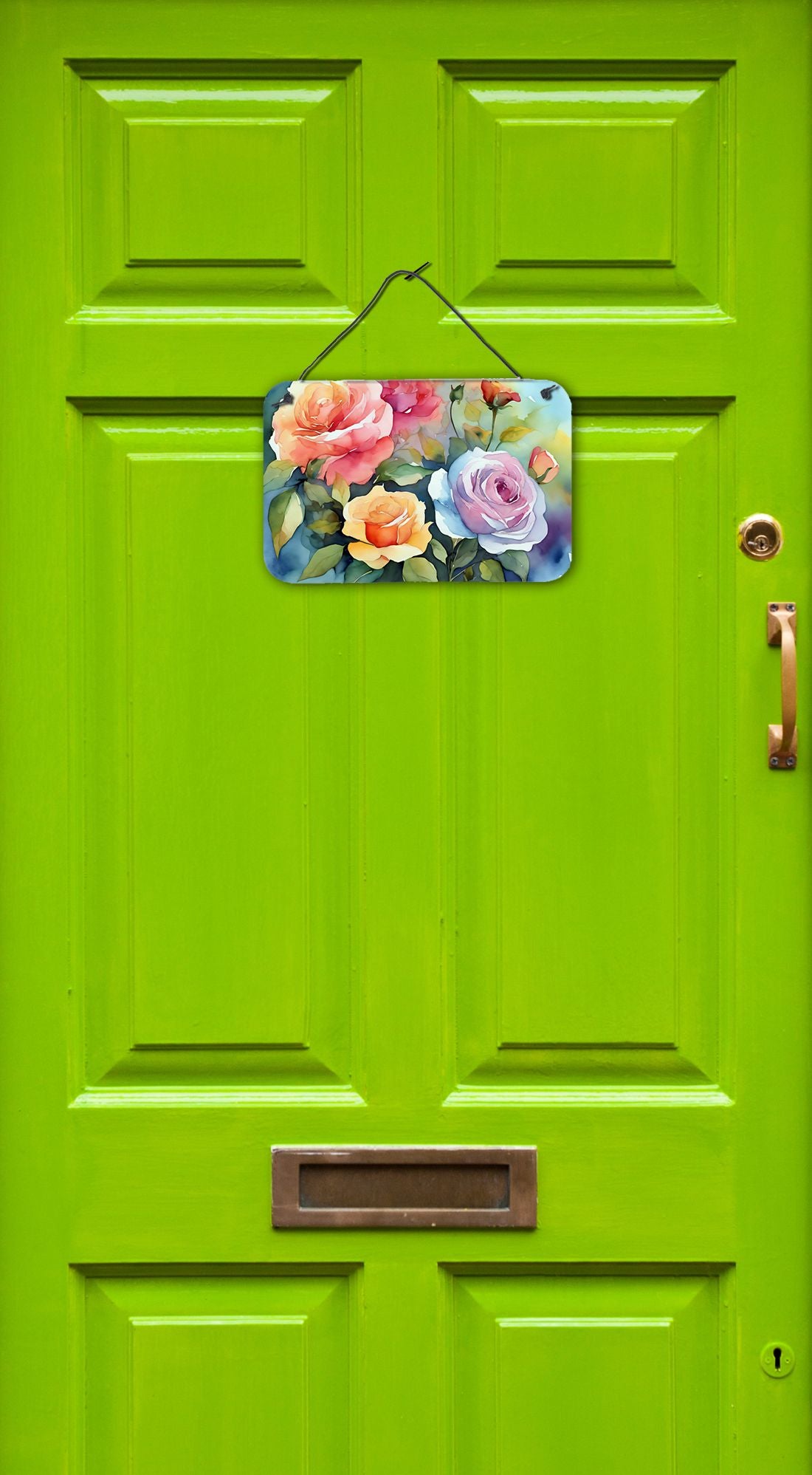 NEW Roses in Watercolor Wall or Door Hanging Prints Aluminum Metal Sign Kitchen Wall Bar Bathroom Plaque Home Decor, 8HX12W, Multicolor