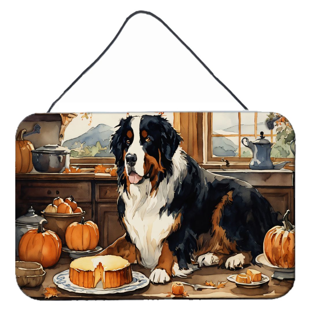 NEW Bernese Mountain Dog Fall Kitchen Pumpkins Wall or Door Hanging Prints Aluminum Metal Sign Kitchen Wall Bar Bathroom Plaque Home Decor, 8HX12W, Multicolor