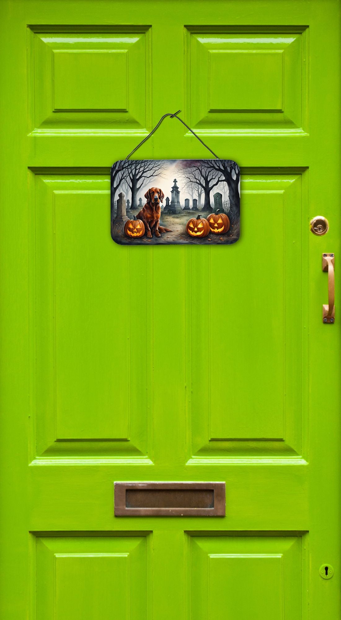 NEW Irish Setter Spooky Halloween Wall or Door Hanging Prints Aluminum Metal Sign Kitchen Wall Bar Bathroom Plaque Home Decor, 8HX12W, Multicolor