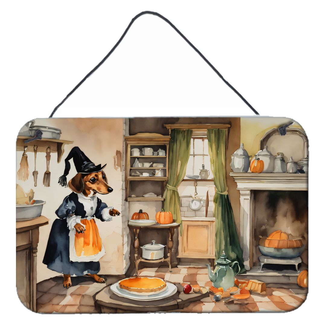 NEW Dachshund Fall Kitchen Pumpkins Wall or Door Hanging Prints Aluminum Metal Sign Kitchen Wall Bar Bathroom Plaque Home Decor, 8HX12W, Multicolor
