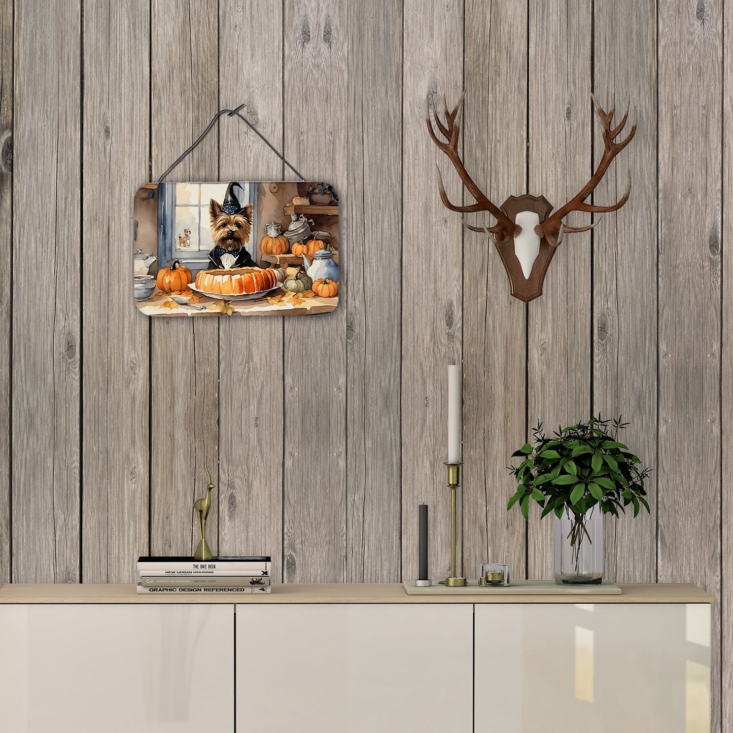 NEW Cairn Terrier Fall Kitchen Pumpkins Wall or Door Hanging Prints Aluminum Metal Sign Kitchen Wall Bar Bathroom Plaque Home Decor, 8HX12W, Multicolor