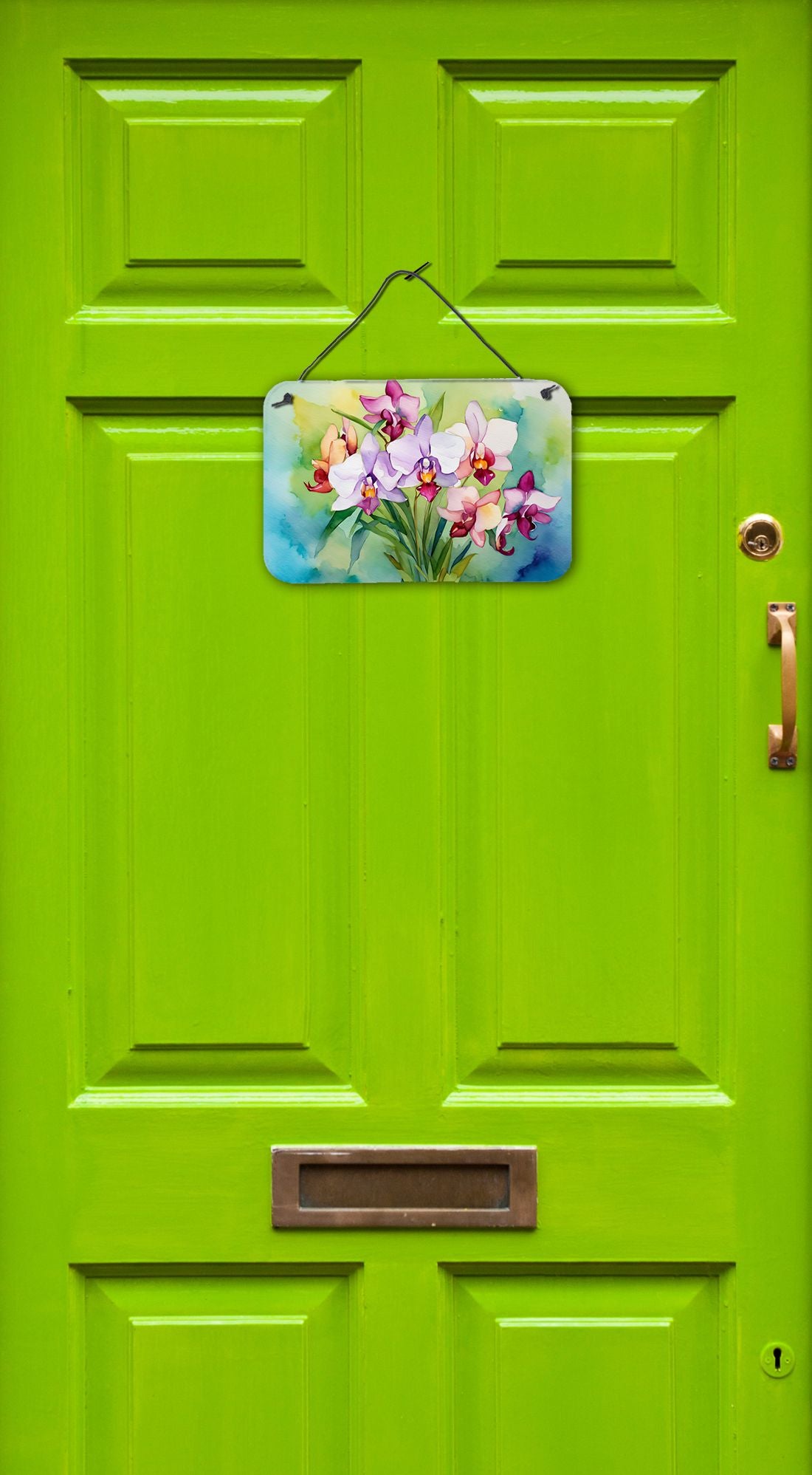 NEW Orchids in Watercolor Wall or Door Hanging Prints Aluminum Metal Sign Kitchen Wall Bar Bathroom Plaque Home Decor, 8HX12W, Multicolor