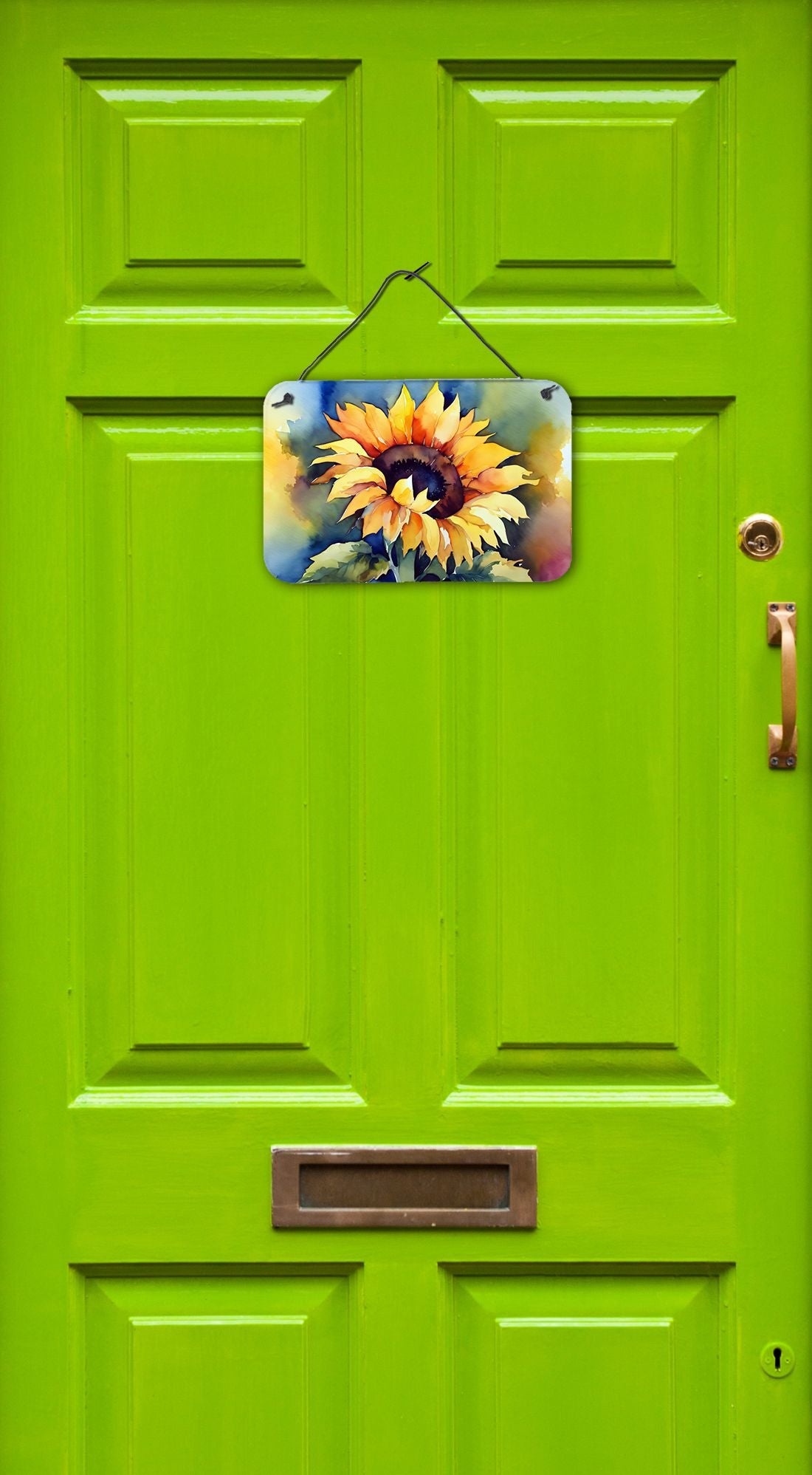 NEW Sunflowers in Watercolor Wall or Door Hanging Prints Aluminum Metal Sign Kitchen Wall Bar Bathroom Plaque Home Decor, 8HX12W, Multicolor