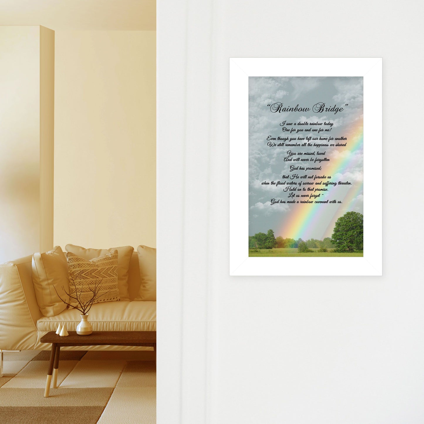 "Rainbow Bridge" by Trendy Decor 4U, Ready to Hang Framed Print, White Frame