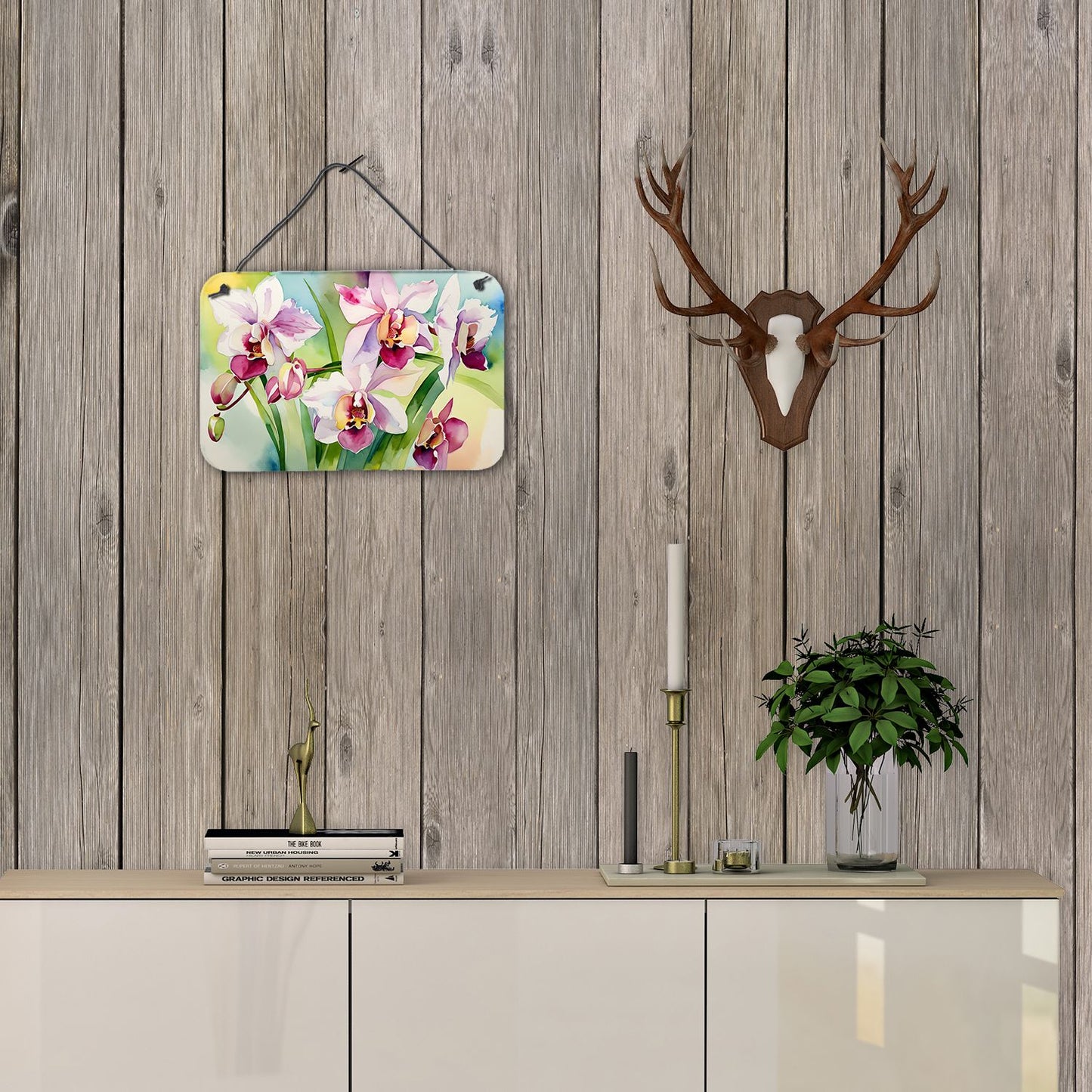 NEW Orchids in Watercolor Wall or Door Hanging Prints Aluminum Metal Sign Kitchen Wall Bar Bathroom Plaque Home Decor, 8HX12W, Multicolor