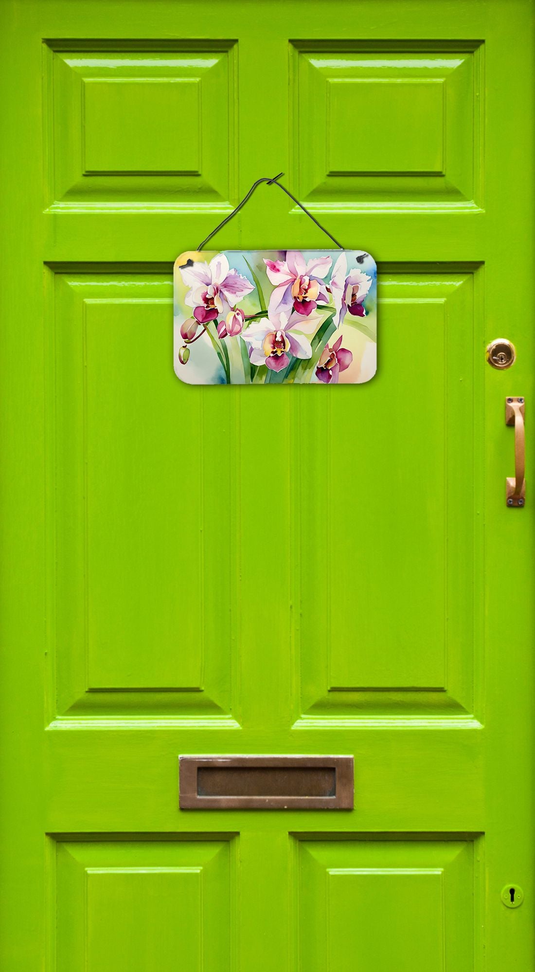 NEW Orchids in Watercolor Wall or Door Hanging Prints Aluminum Metal Sign Kitchen Wall Bar Bathroom Plaque Home Decor, 8HX12W, Multicolor