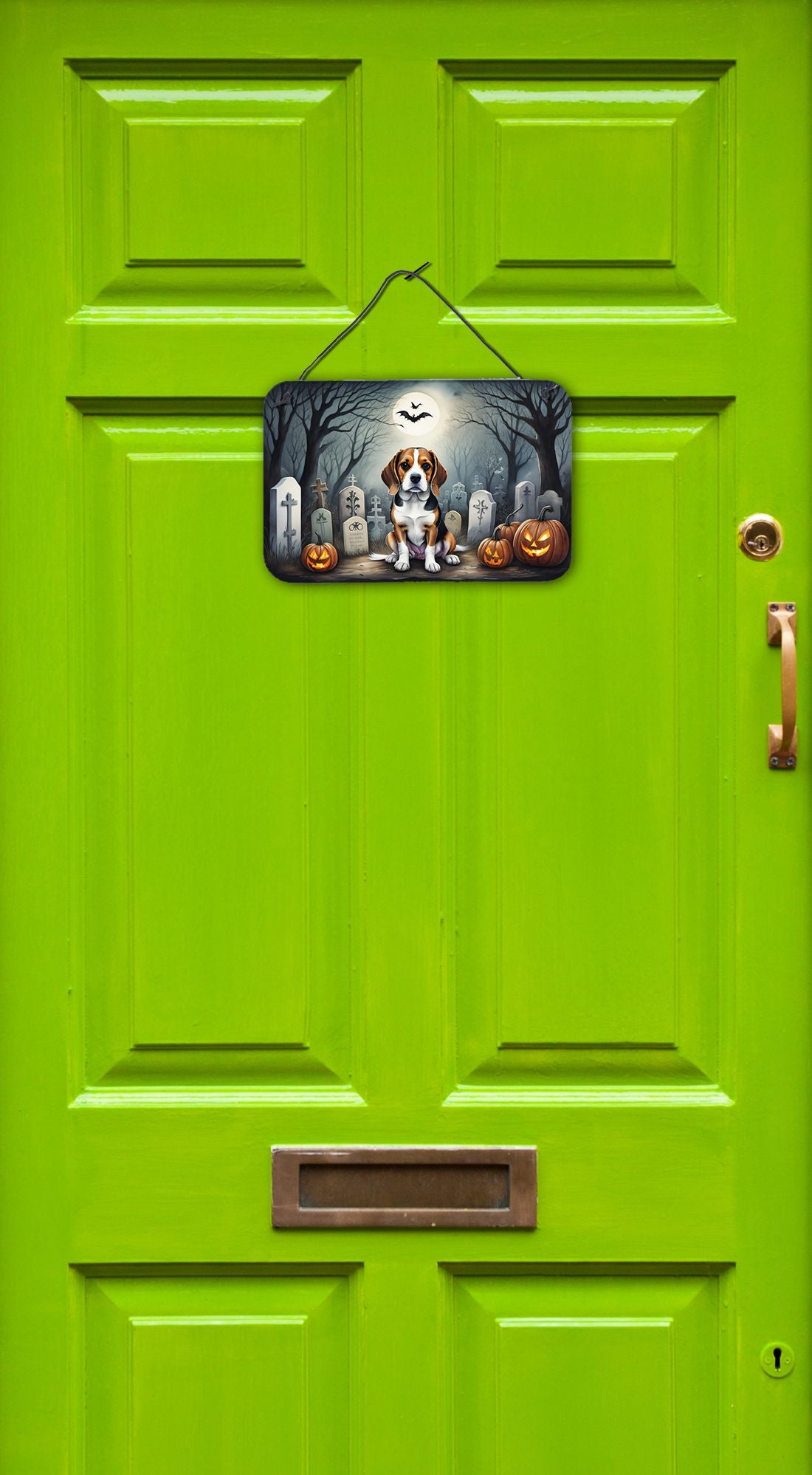 NEW Beagle Spooky Halloween Wall or Door Hanging Prints Aluminum Metal Sign Kitchen Wall Bar Bathroom Plaque Home Decor, 8HX12W, Multicolor