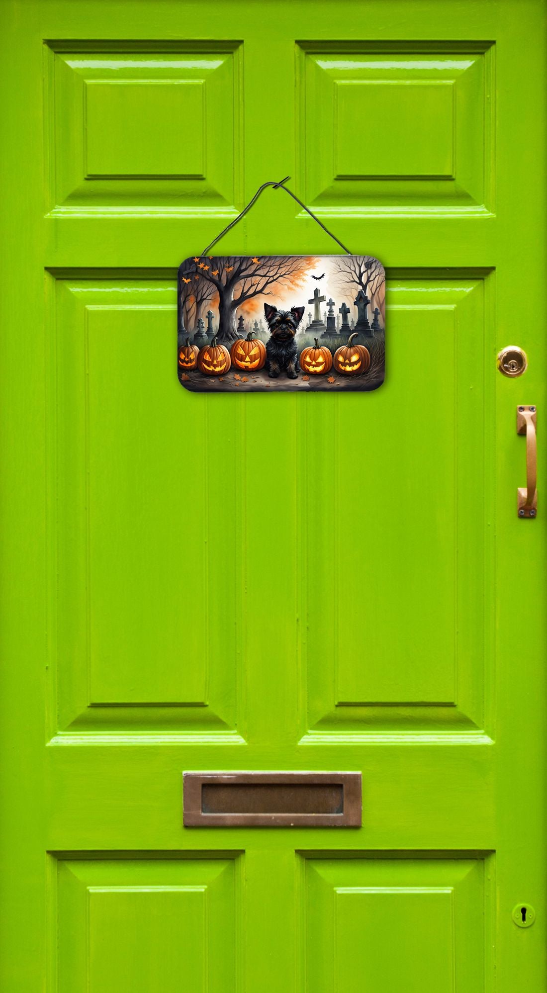 NEW Affenpinscher Spooky Halloween Wall or Door Hanging Prints Aluminum Metal Sign Kitchen Wall Bar Bathroom Plaque Home Decor, 8HX12W, Multicolor