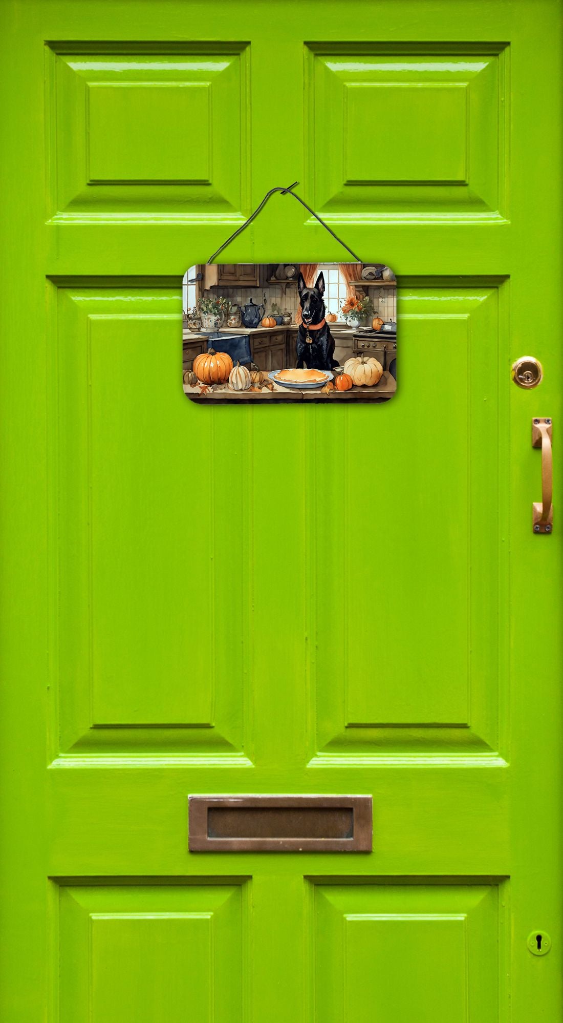 NEW Belgian Malinois Fall Kitchen Pumpkins Wall or Door Hanging Prints Aluminum Metal Sign Kitchen Wall Bar Bathroom Plaque Home Decor, 8HX12W, Multicolor