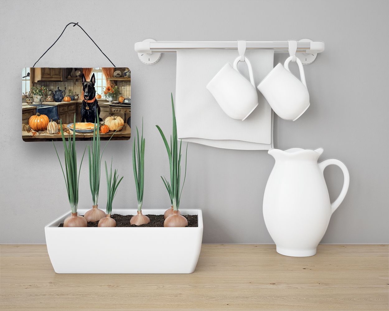 NEW Belgian Malinois Fall Kitchen Pumpkins Wall or Door Hanging Prints Aluminum Metal Sign Kitchen Wall Bar Bathroom Plaque Home Decor, 8HX12W, Multicolor