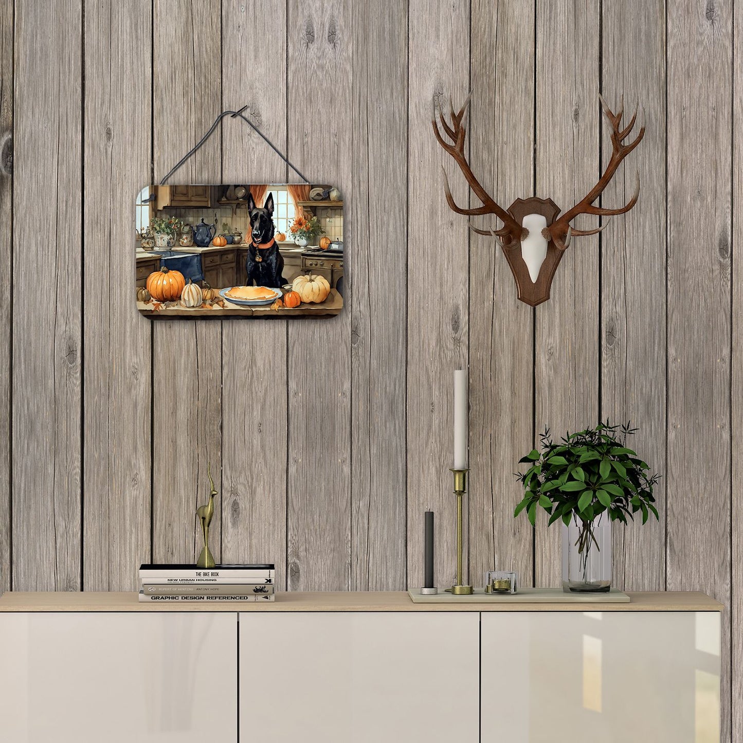 NEW Belgian Malinois Fall Kitchen Pumpkins Wall or Door Hanging Prints Aluminum Metal Sign Kitchen Wall Bar Bathroom Plaque Home Decor, 8HX12W, Multicolor