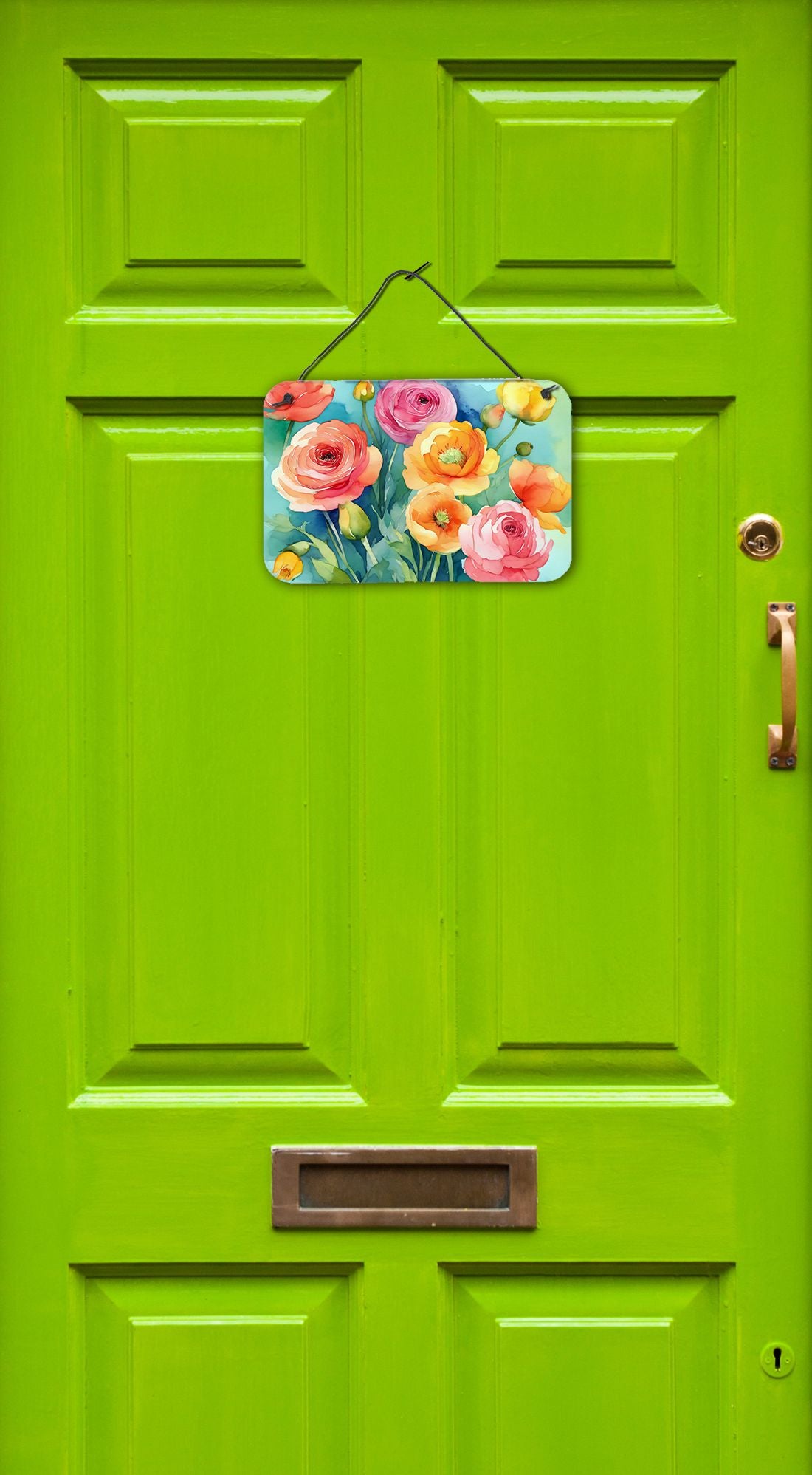 NEW Ranunculus in Watercolor Wall or Door Hanging Prints Aluminum Metal Sign Kitchen Wall Bar Bathroom Plaque Home Decor, 8HX12W, Multicolor