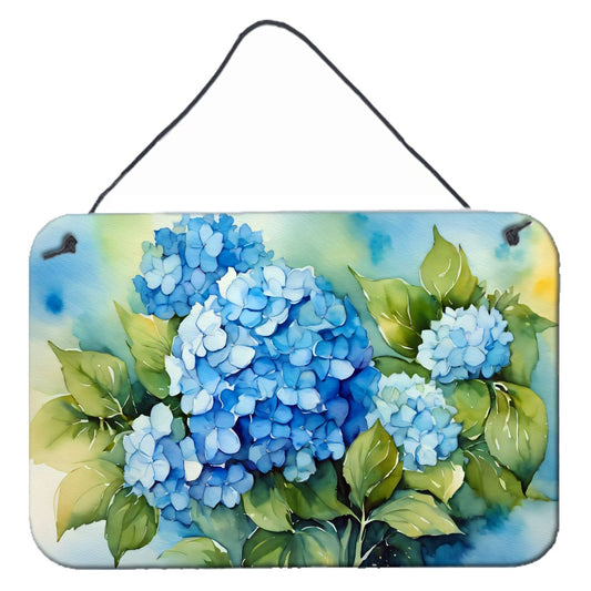 NEW Hydrangeas in Watercolor Wall or Door Hanging Prints Aluminum Metal Sign Kitchen Wall Bar Bathroom Plaque Home Decor, 8HX12W, Multicolor