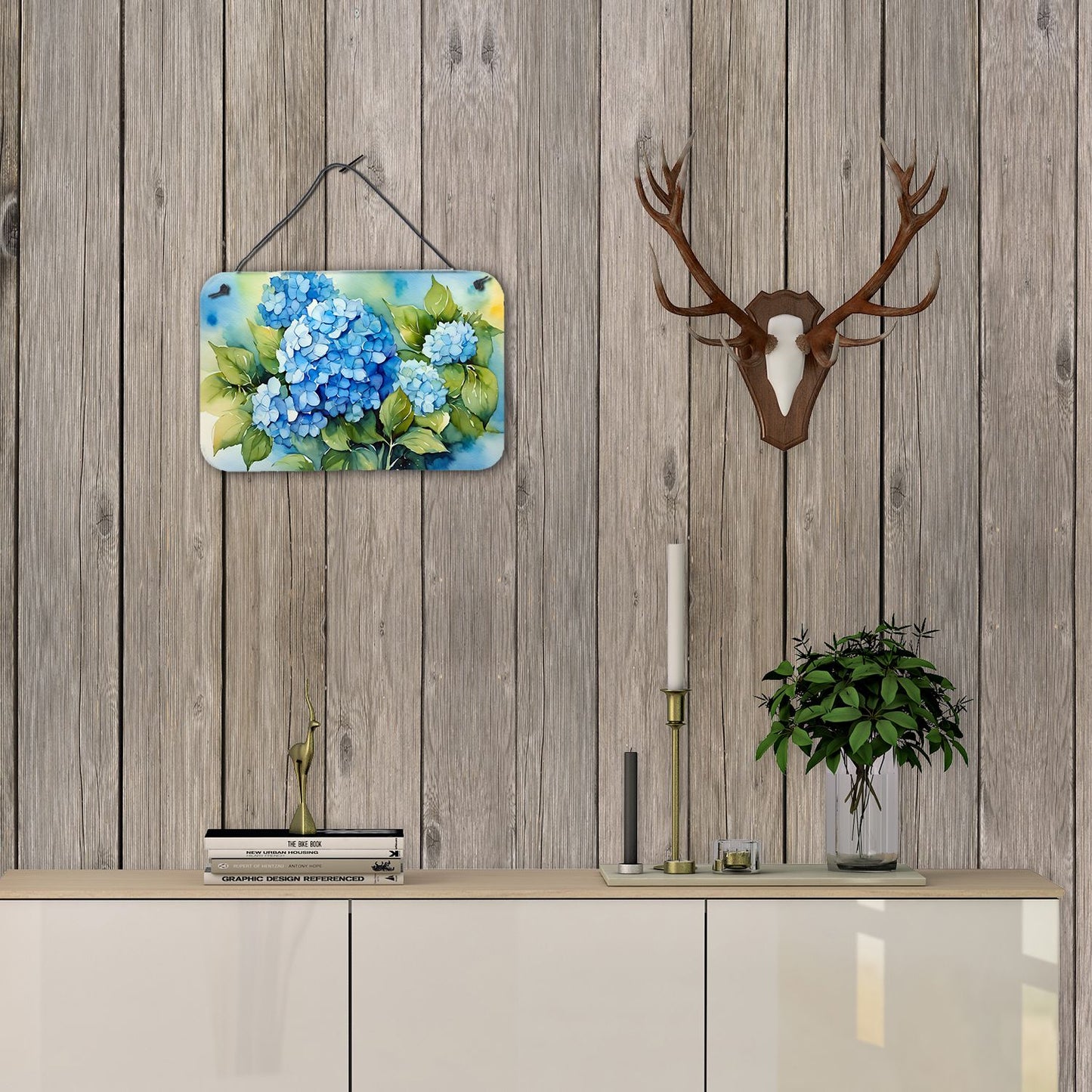 NEW Hydrangeas in Watercolor Wall or Door Hanging Prints Aluminum Metal Sign Kitchen Wall Bar Bathroom Plaque Home Decor, 8HX12W, Multicolor