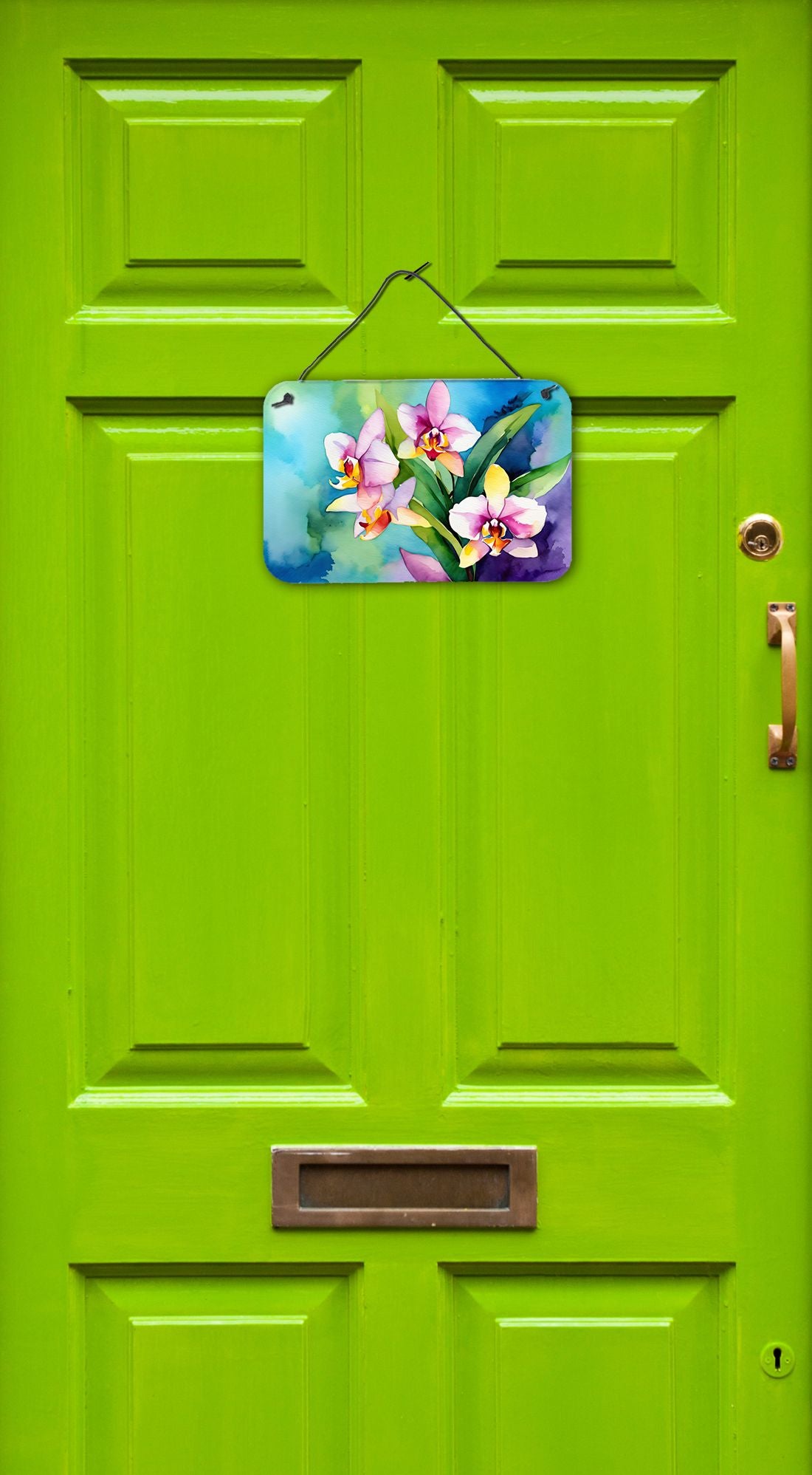 NEW Orchids in Watercolor Wall or Door Hanging Prints Aluminum Metal Sign Kitchen Wall Bar Bathroom Plaque Home Decor, 8HX12W, Multicolor