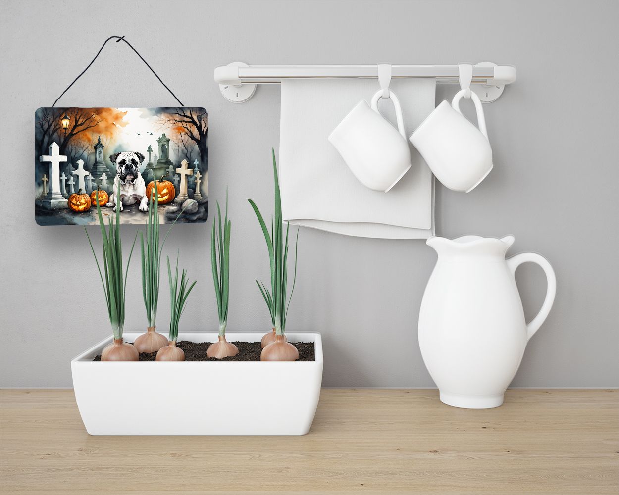 NEW Boxer Spooky Halloween Wall or Door Hanging Prints Aluminum Metal Sign Kitchen Wall Bar Bathroom Plaque Home Decor, 8HX12W, Multicolor