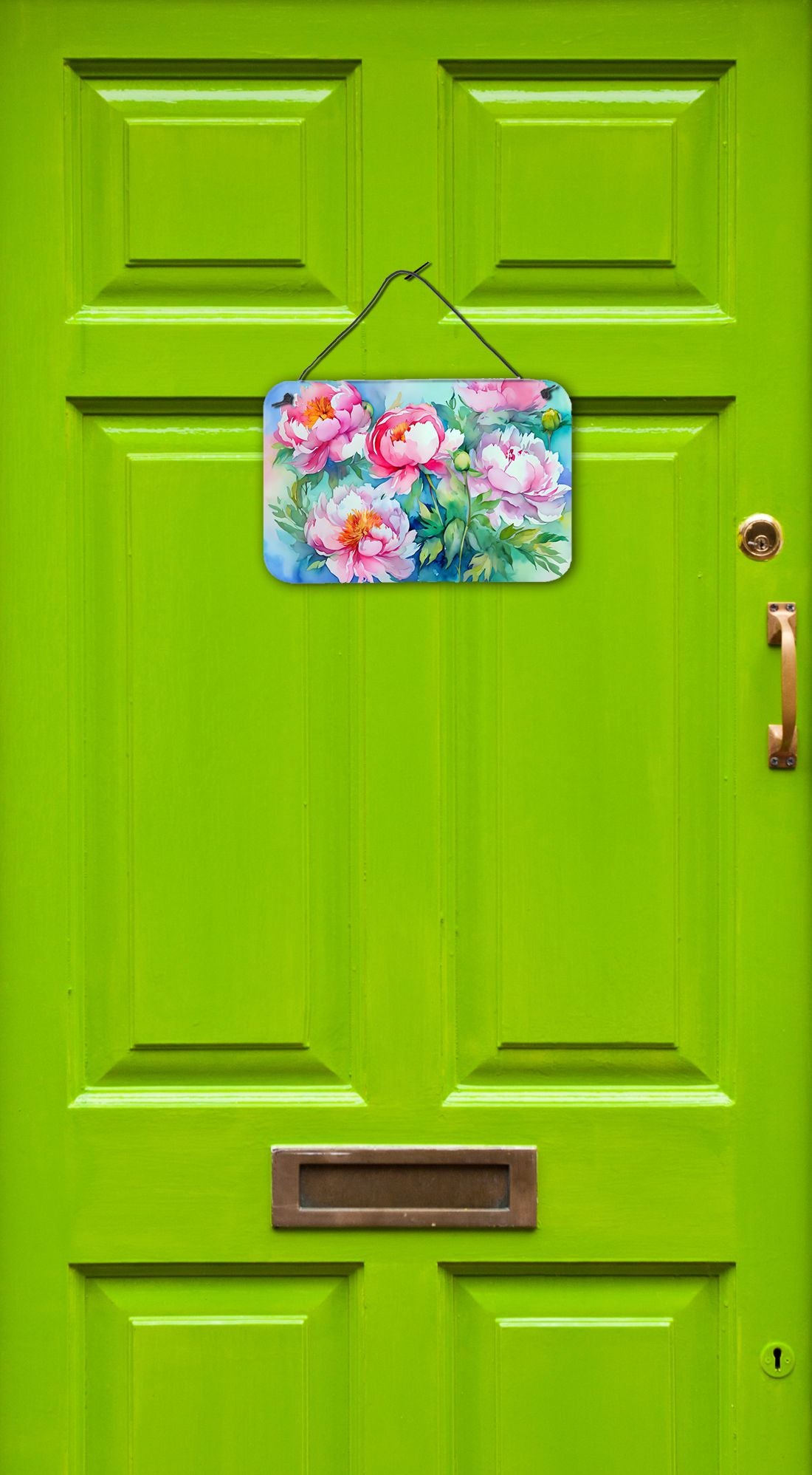 NEW Peonies in Watercolor Wall or Door Hanging Prints Aluminum Metal Sign Kitchen Wall Bar Bathroom Plaque Home Decor, 8HX12W, Multicolor