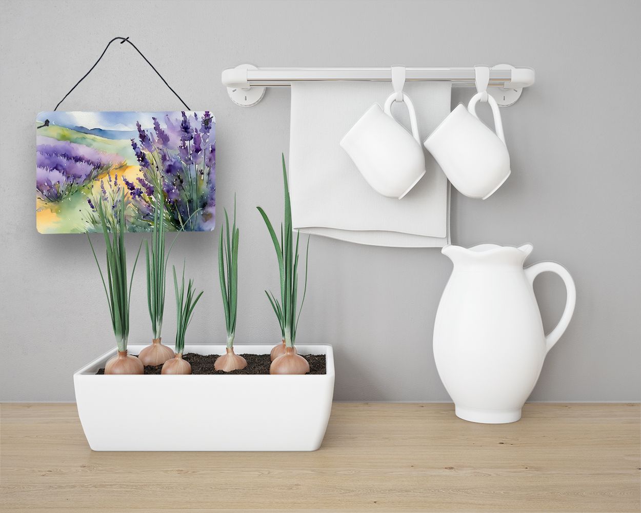 NEW Lavender in Watercolor Wall or Door Hanging Prints Aluminum Metal Sign Kitchen Wall Bar Bathroom Plaque Home Decor, 8HX12W, Multicolor
