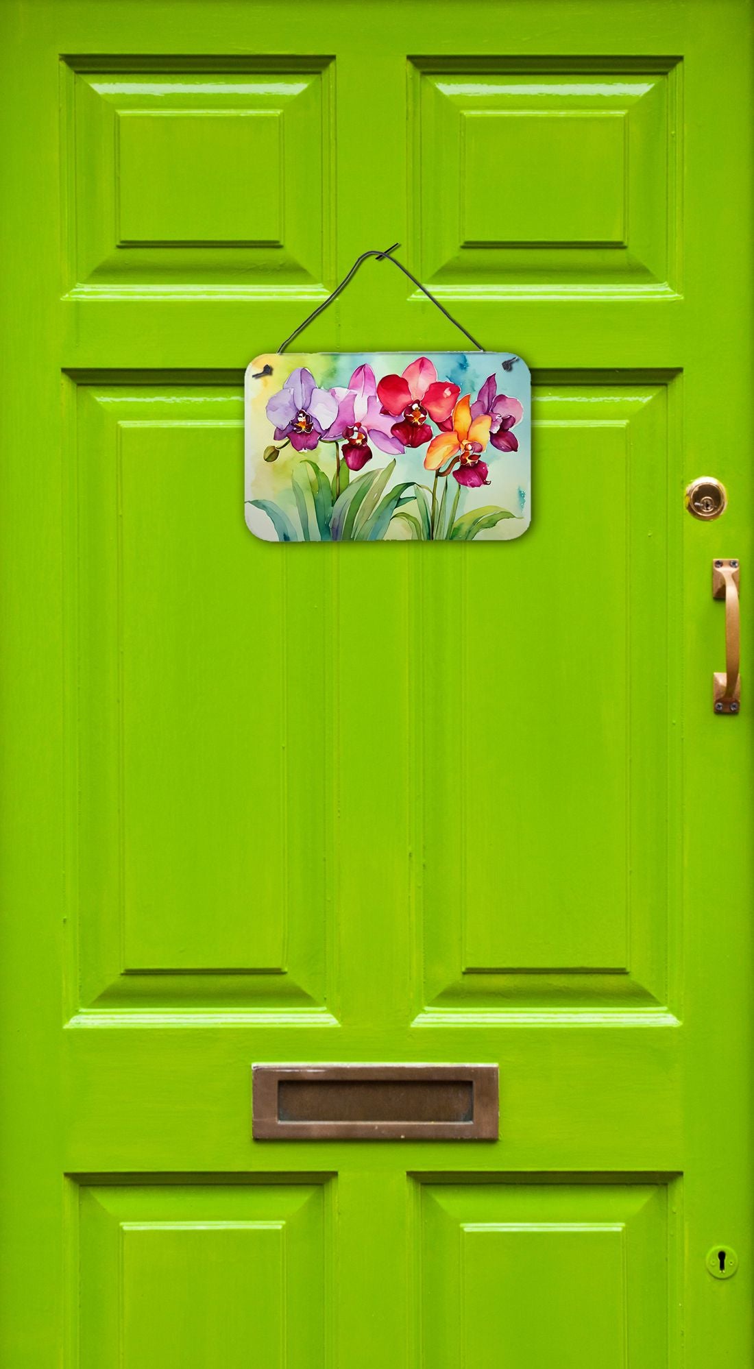 NEW Orchids in Watercolor Wall or Door Hanging Prints Aluminum Metal Sign Kitchen Wall Bar Bathroom Plaque Home Decor, 8HX12W, Multicolor