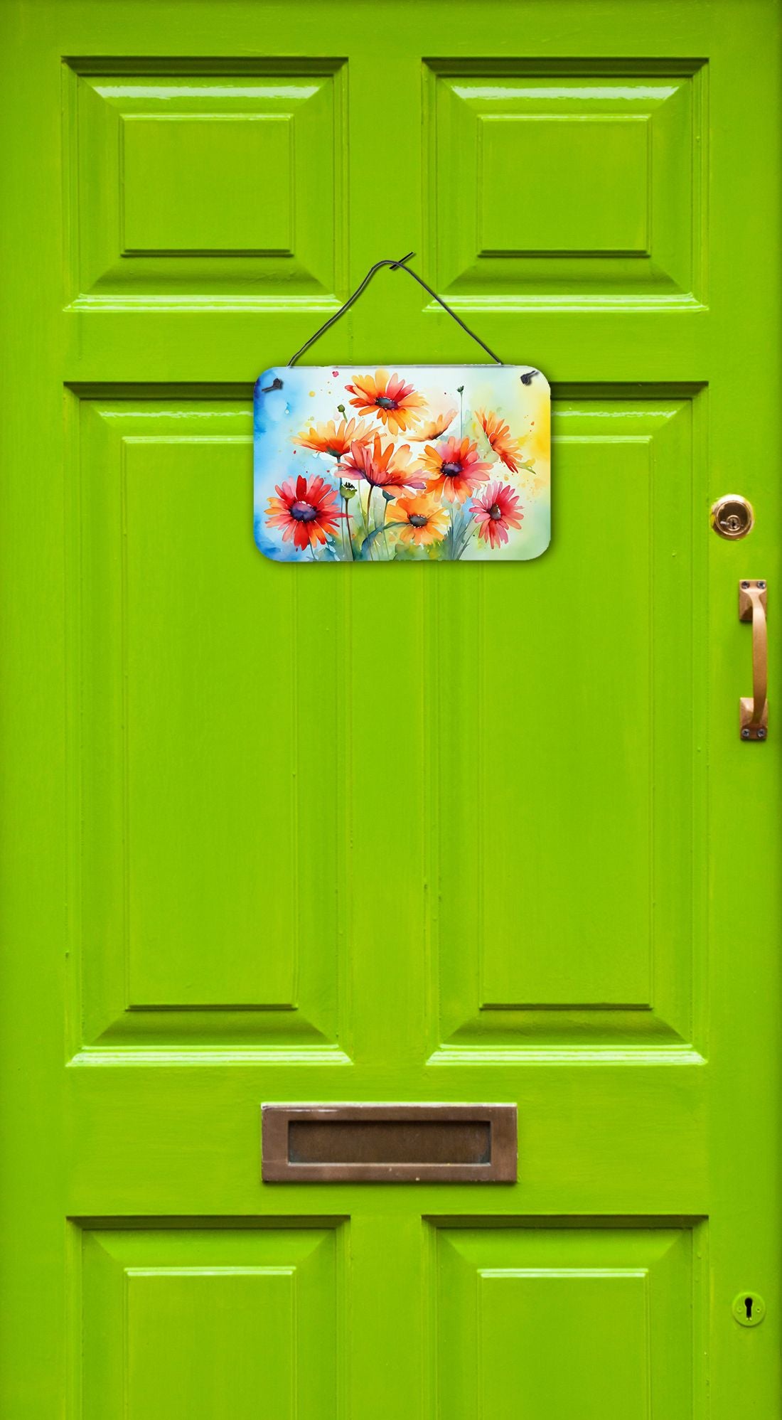 NEW Gerbera Daisies in Watercolor Wall or Door Hanging Prints Aluminum Metal Sign Kitchen Wall Bar Bathroom Plaque Home Decor, 8HX12W, Multicolor
