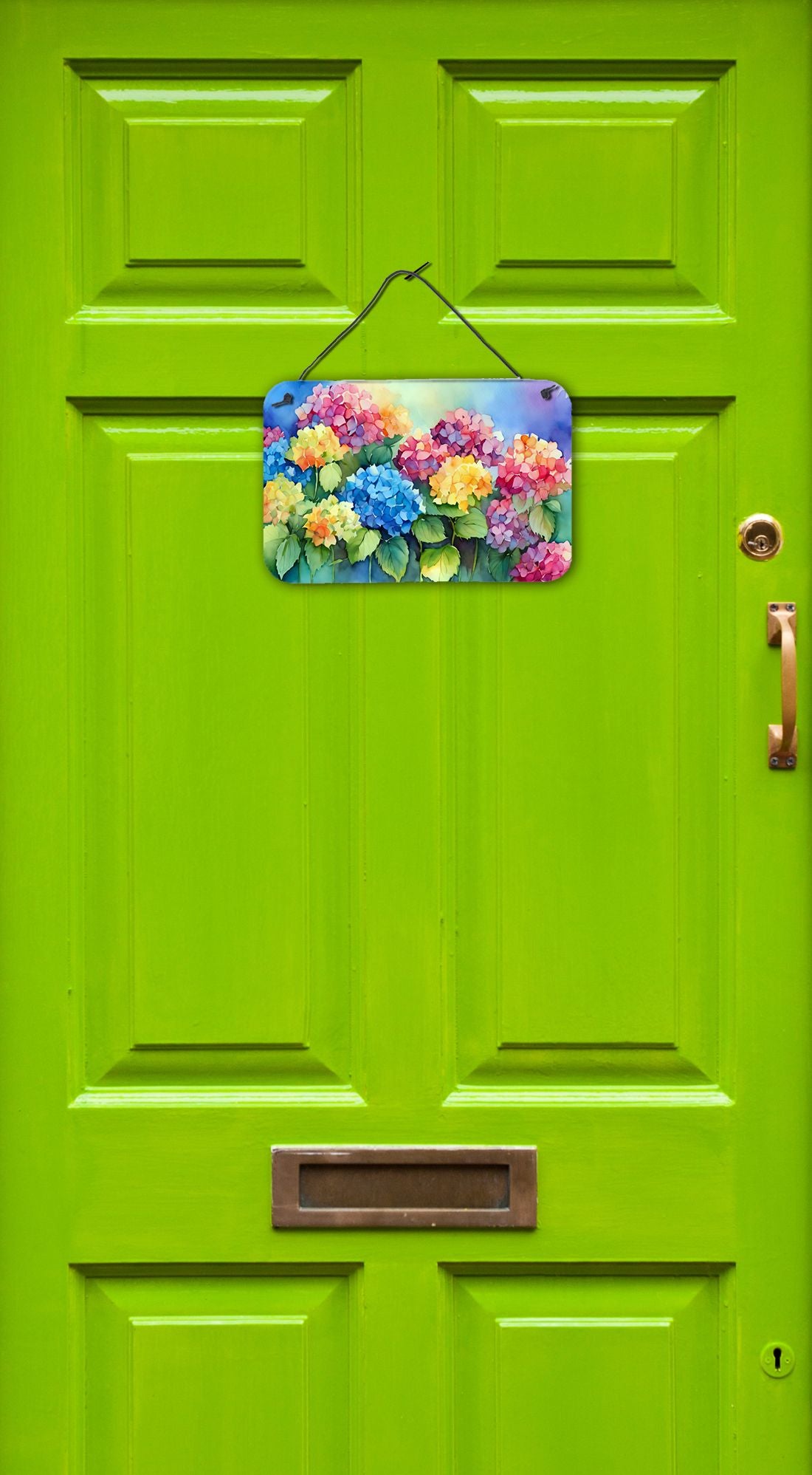 NEW Hydrangeas in Watercolor Wall or Door Hanging Prints Aluminum Metal Sign Kitchen Wall Bar Bathroom Plaque Home Decor, 8HX12W, Multicolor