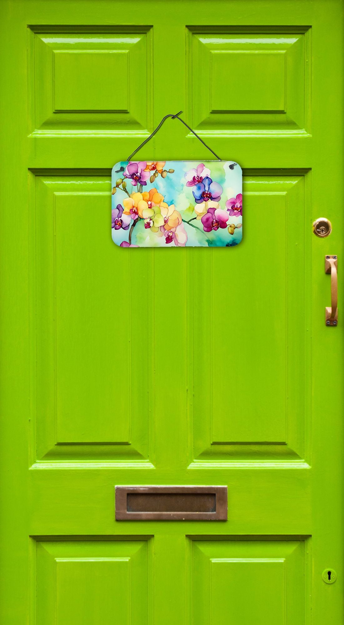 NEW Orchids in Watercolor Wall or Door Hanging Prints Aluminum Metal Sign Kitchen Wall Bar Bathroom Plaque Home Decor, 8HX12W, Multicolor