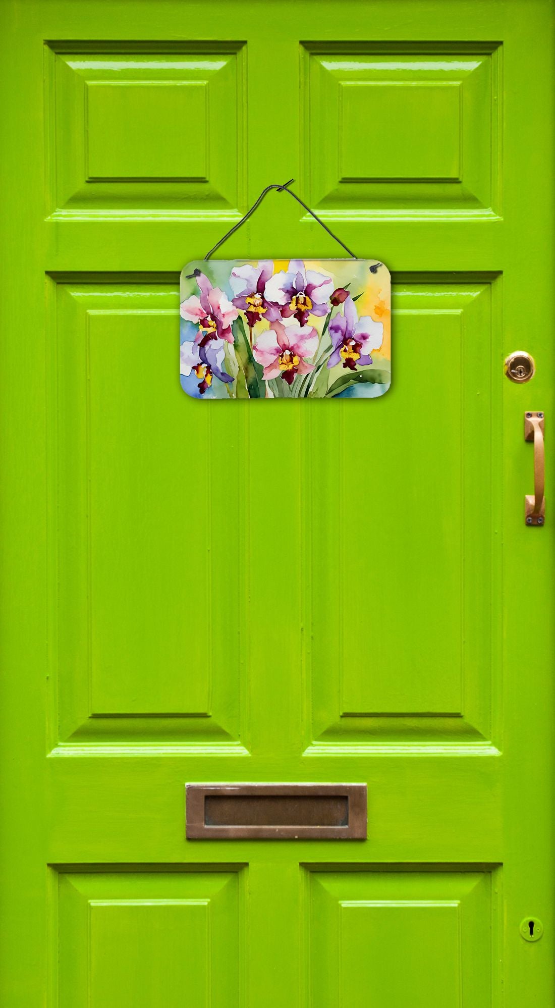 NEW Orchids in Watercolor Wall or Door Hanging Prints Aluminum Metal Sign Kitchen Wall Bar Bathroom Plaque Home Decor, 8HX12W, Multicolor