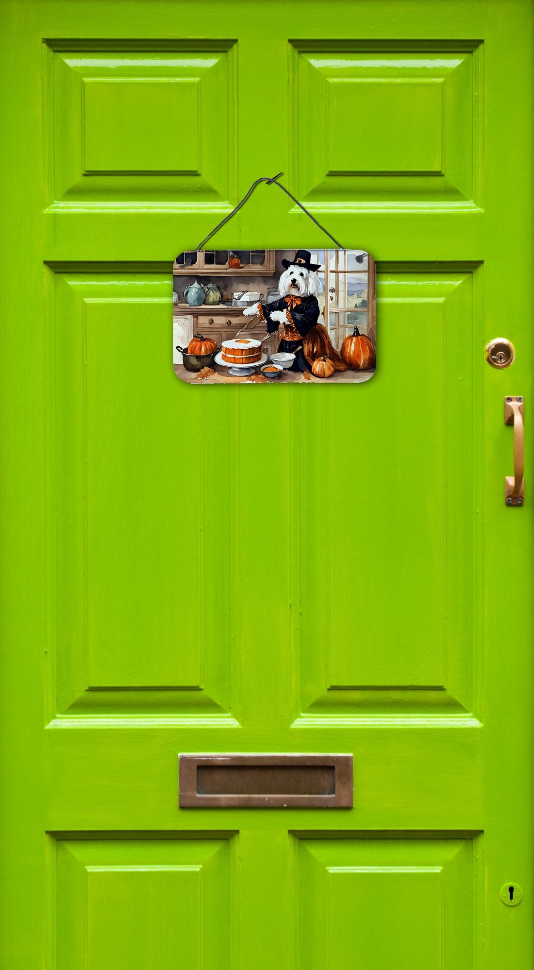 NEW Coton De Tulear Fall Kitchen Pumpkins Wall or Door Hanging Prints Aluminum Metal Sign Kitchen Wall Bar Bathroom Plaque Home Decor, 8HX12W, Multicolor