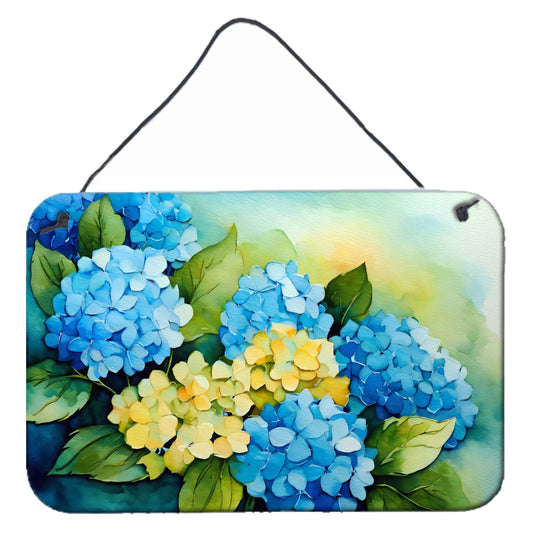 NEW Hydrangeas in Watercolor Wall or Door Hanging Prints Aluminum Metal Sign Kitchen Wall Bar Bathroom Plaque Home Decor, 8HX12W, Multicolor