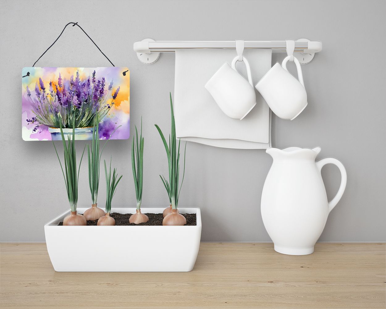 NEW Lavender in Watercolor Wall or Door Hanging Prints Aluminum Metal Sign Kitchen Wall Bar Bathroom Plaque Home Decor, 8HX12W, Multicolor
