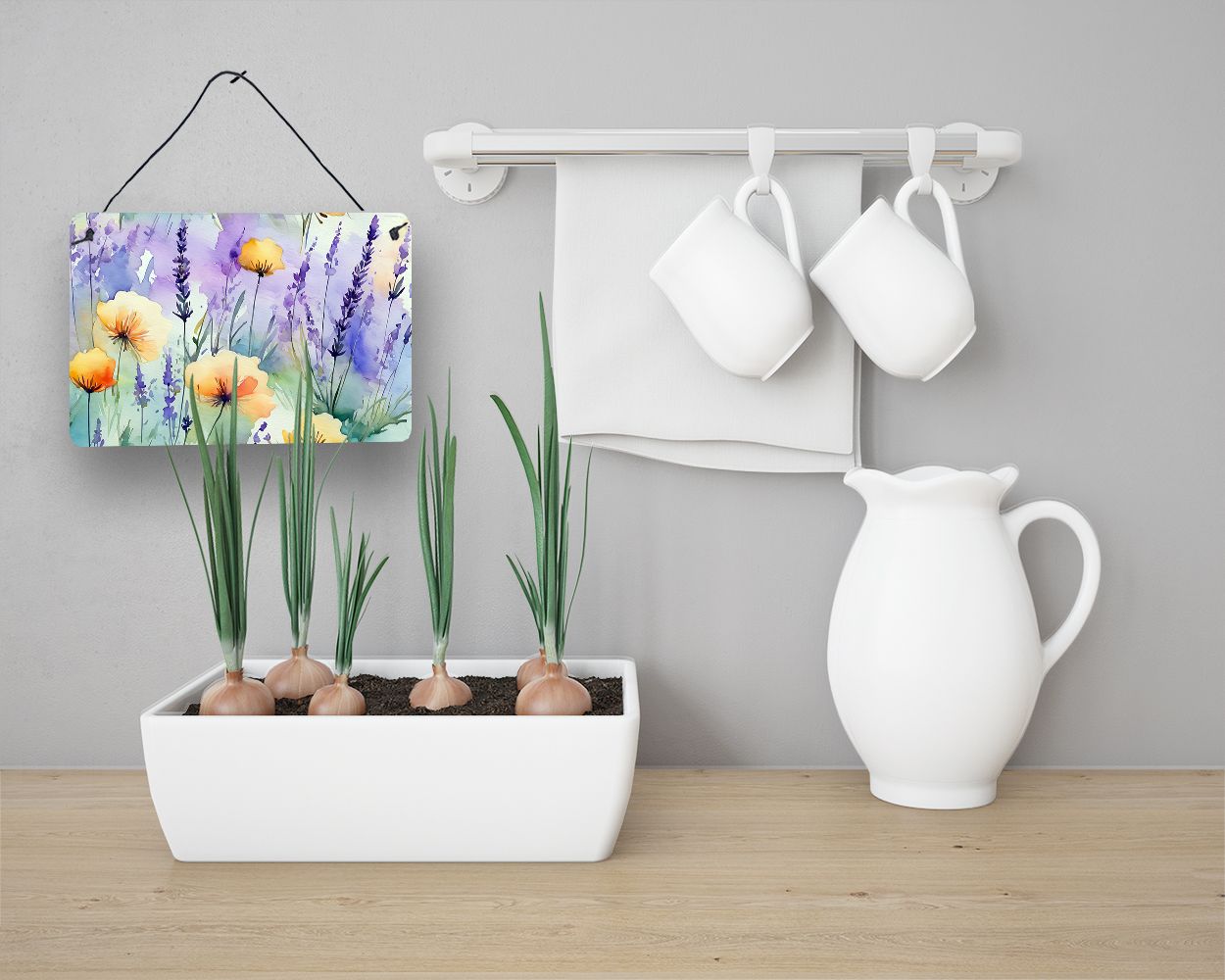 NEW Lavender in Watercolor Wall or Door Hanging Prints Aluminum Metal Sign Kitchen Wall Bar Bathroom Plaque Home Decor, 8HX12W, Multicolor