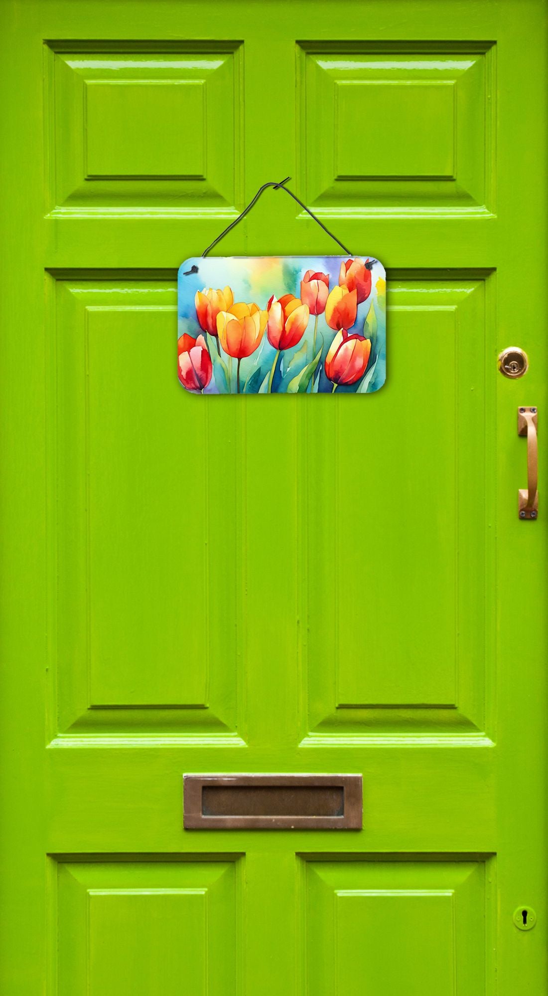 NEW Tulips in Watercolor Wall or Door Hanging Prints Aluminum Metal Sign Kitchen Wall Bar Bathroom Plaque Home Decor, 8HX12W, Multicolor